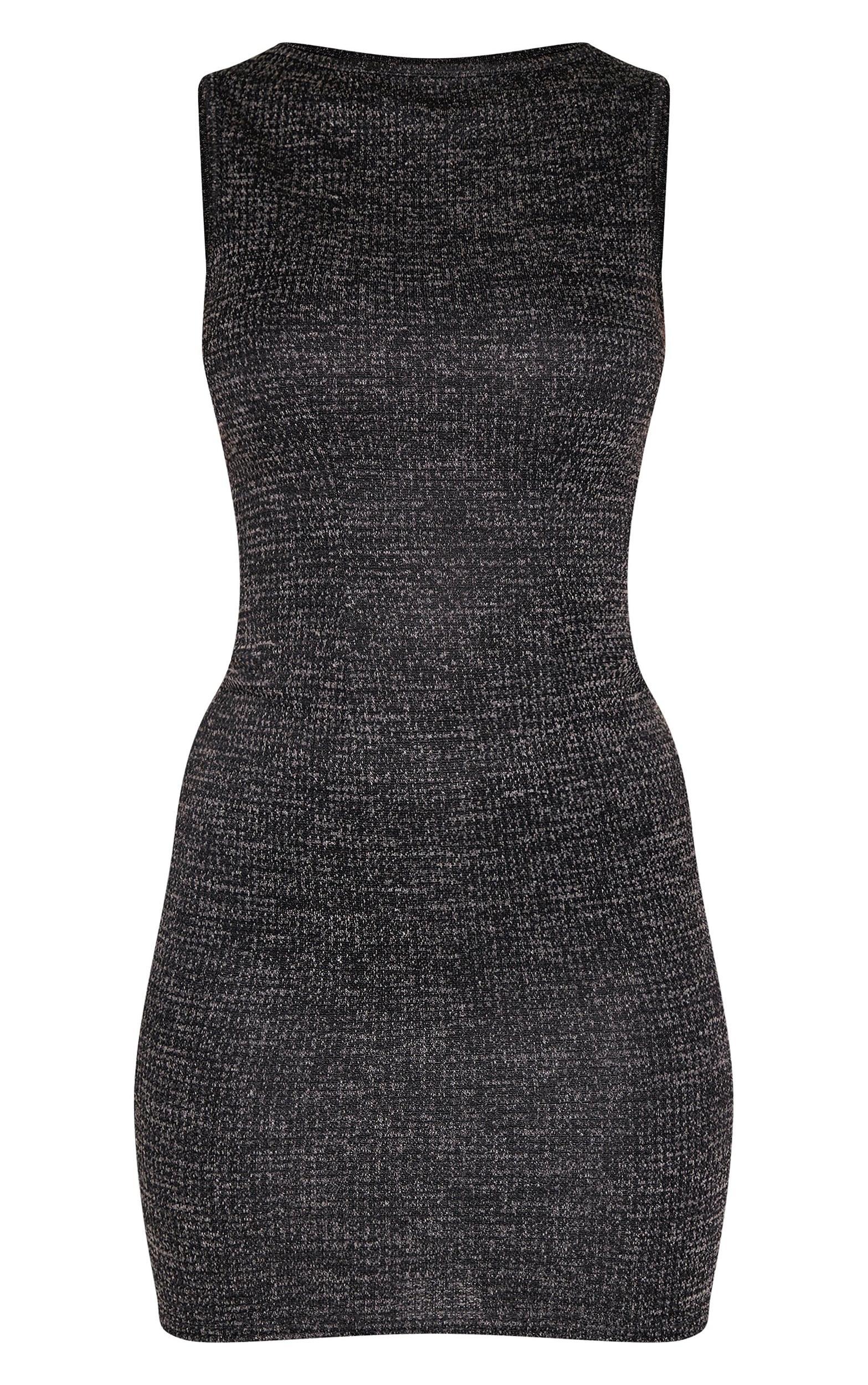 Black Textured Sleeveless Bodycon Dress Product Image