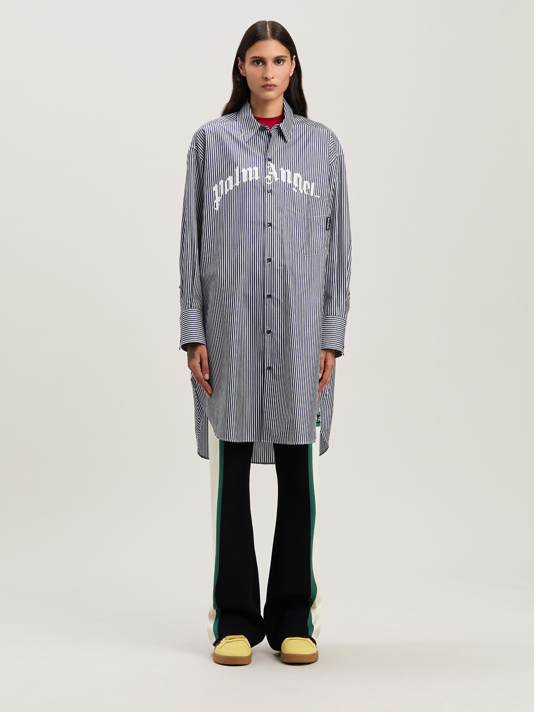 CURVED LOGO STRIPE SHIRTDRESS NAVY BLUE Product Image