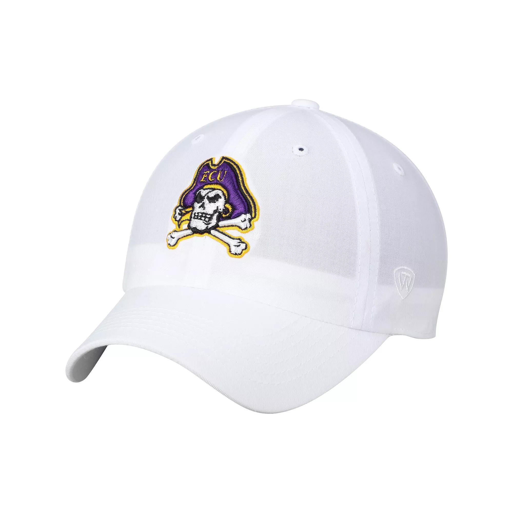 Men's Top of the World White ECU Pirates Primary Logo Staple Adjustable Hat, Ecu White Product Image