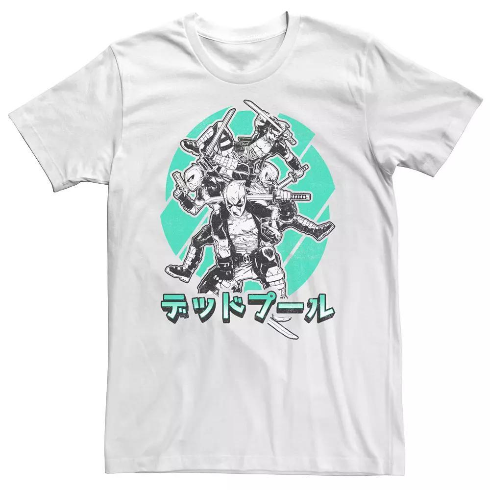 Big & Tall Marvel Deadpool Kanji Various Fighting Poses Tee, Men's, Size: 3XL Tall, White Product Image