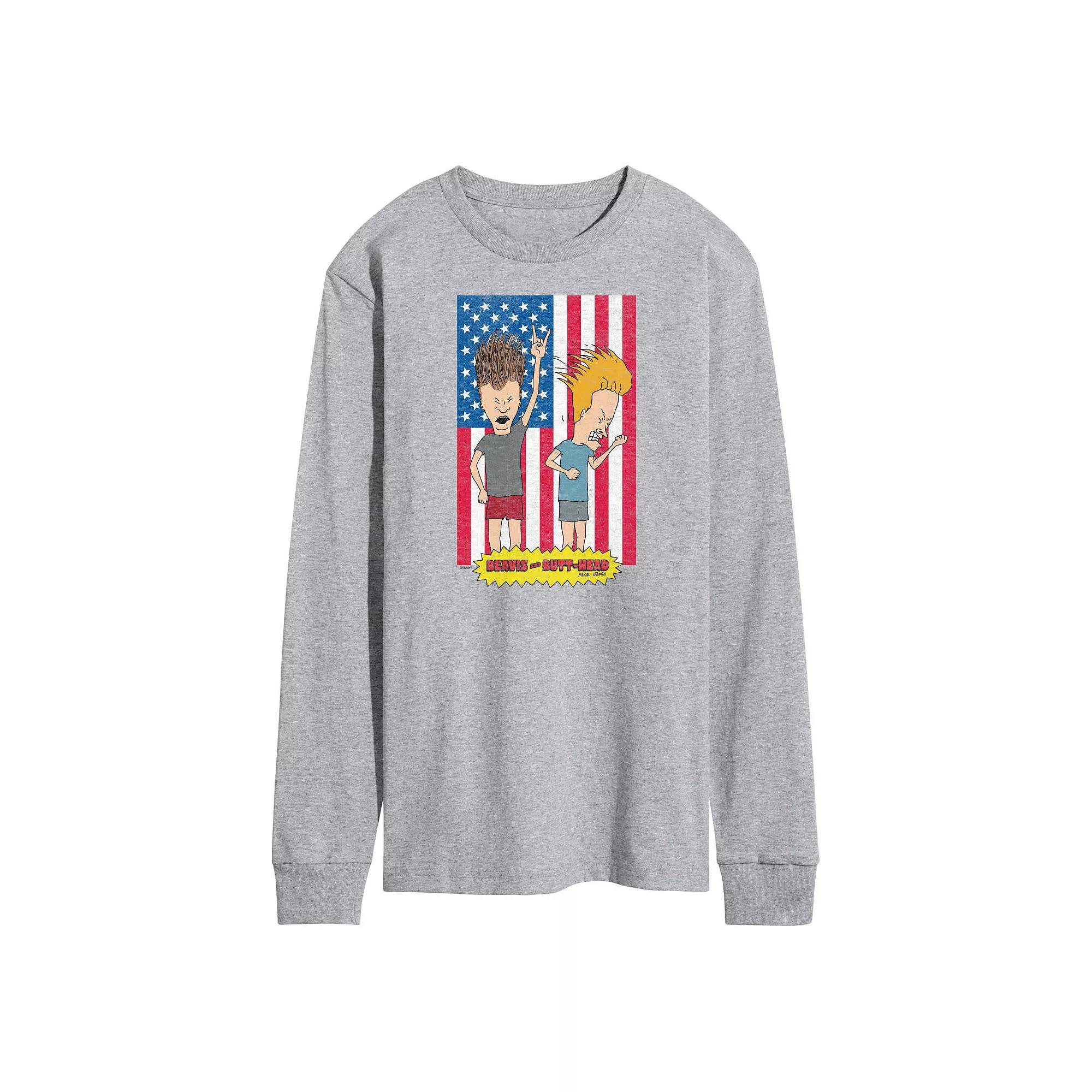 Mens Beavis And Butthead Americana Long Sleeve Tee Product Image