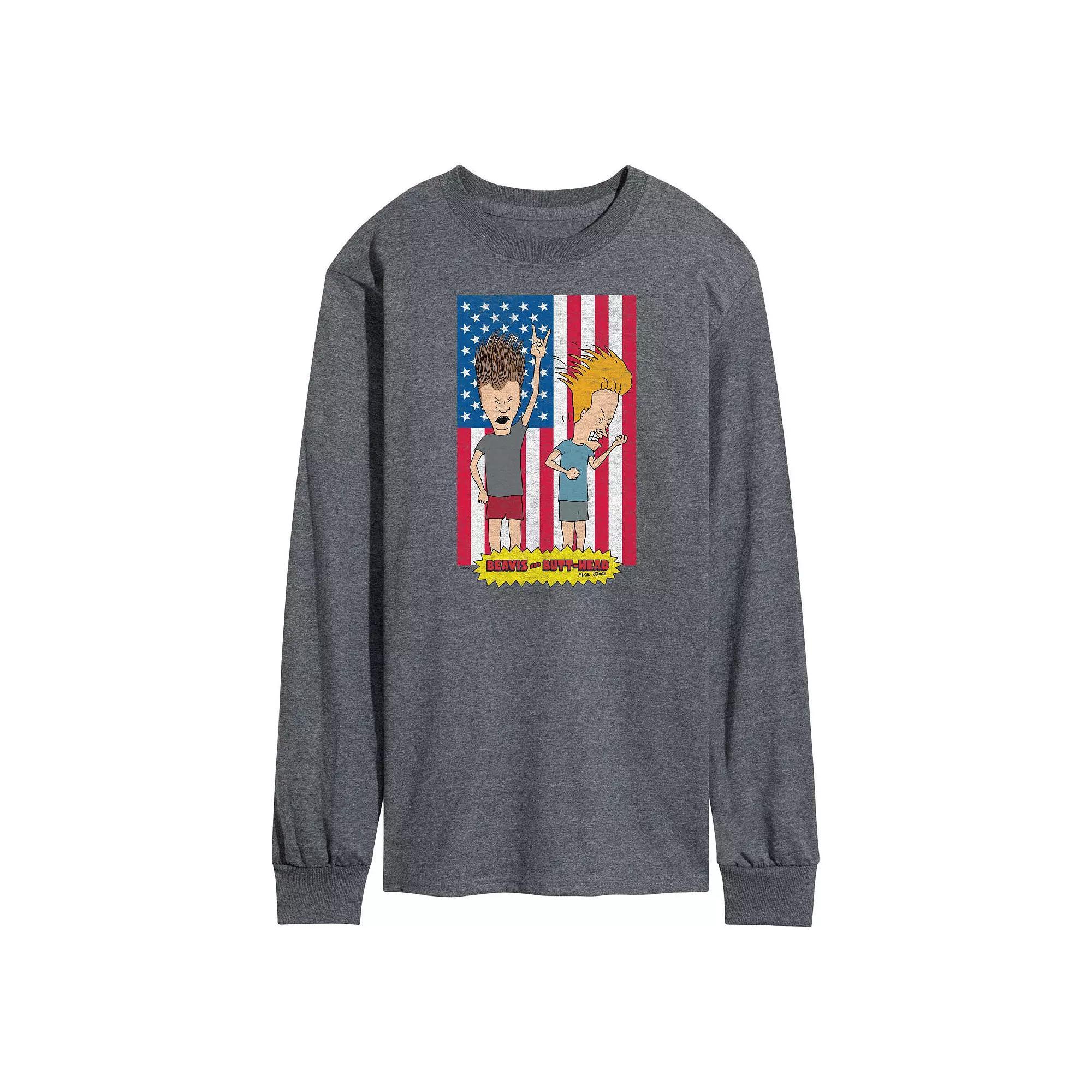 Mens Beavis And Butthead Americana Long Sleeve Tee Product Image