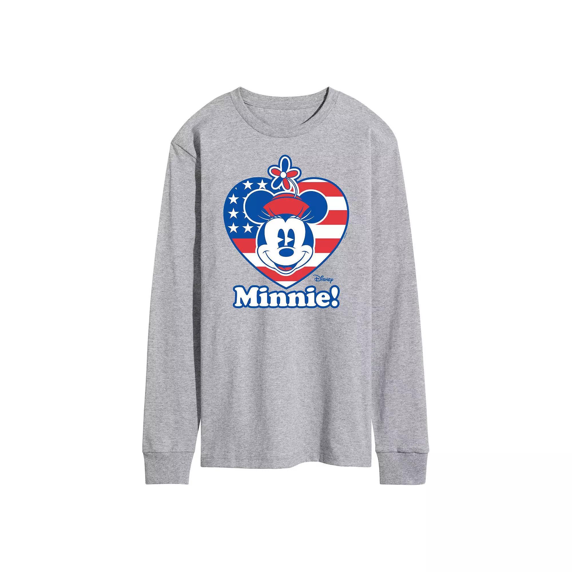 Disneys Minnie Mouse Mens Flag Heart Long Sleeve Product Image