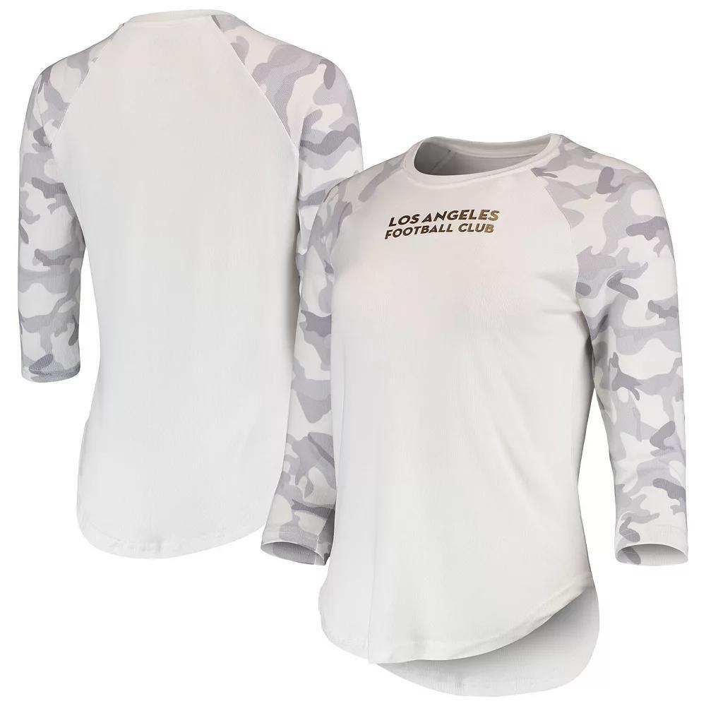 Women's Concepts Sport White/Gray LAFC Composite 3/4-Sleeve Raglan Top, Size: Medium, Lfc White Product Image