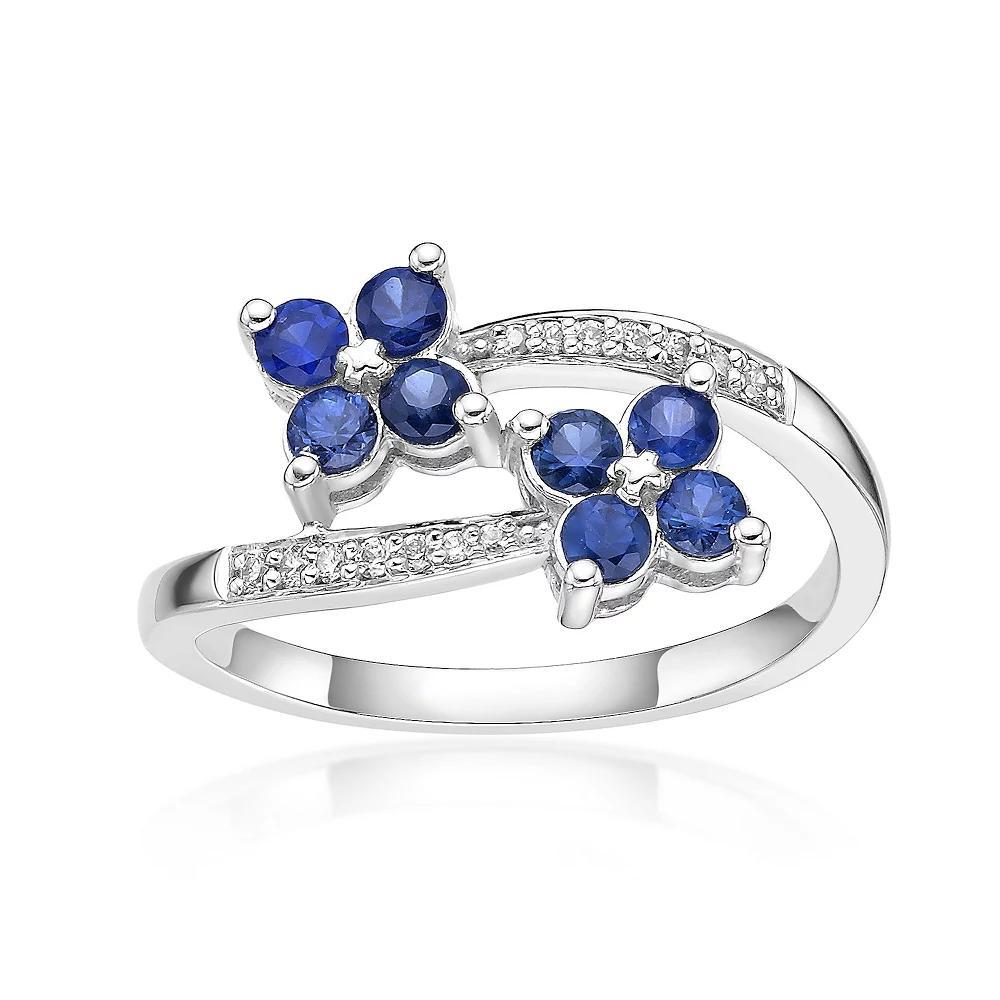 Gemminded 10k White Gold Sapphire & Diamond Accent Ring, Women's, Size: 7 Product Image