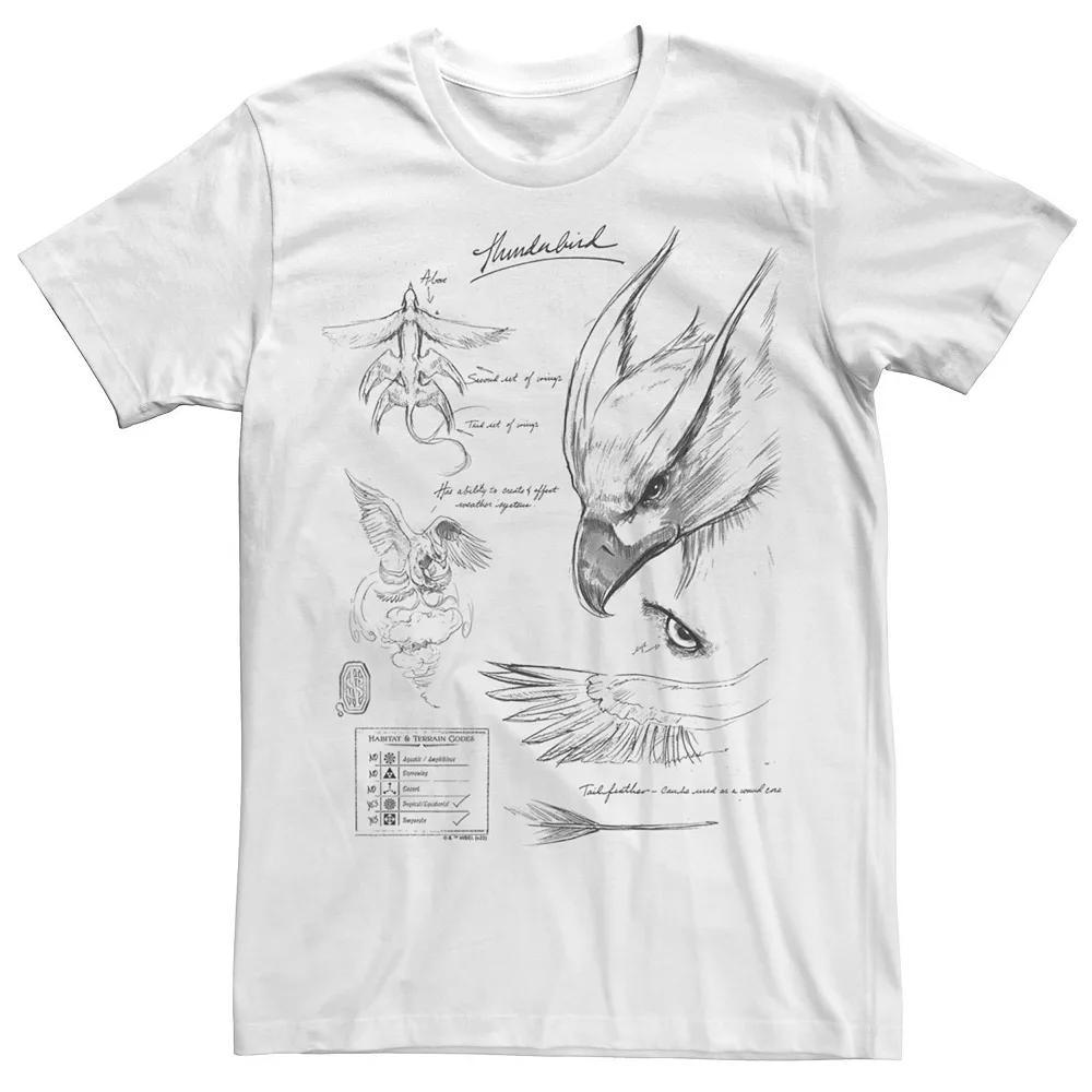 Men's Fantastic Beast Grindelwald Thunderbird Study Notebook Sketch Tee, Size: XL, White Product Image