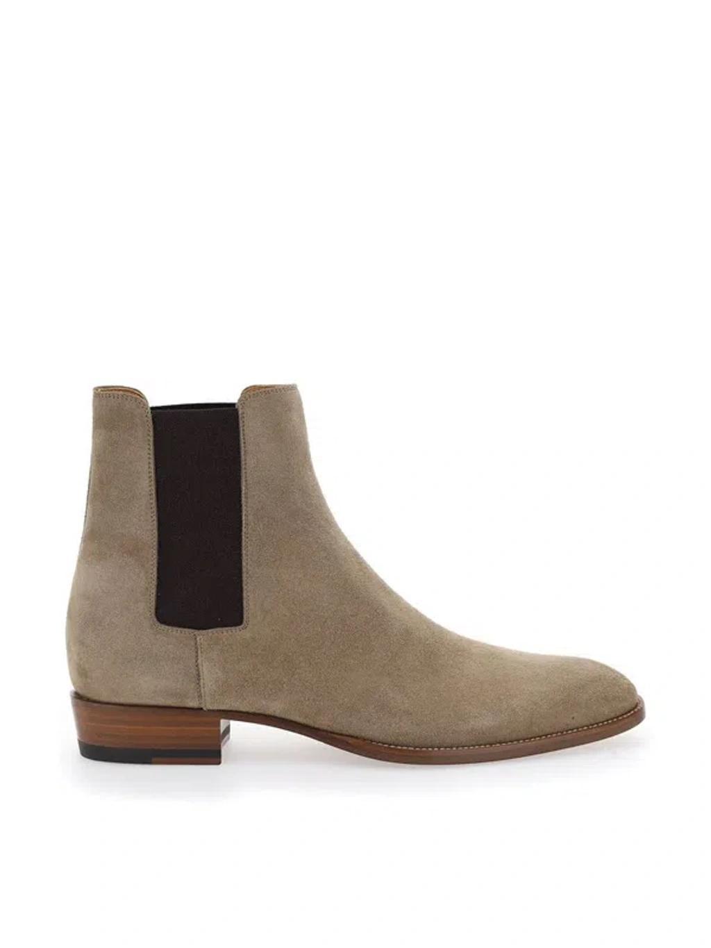 SAINT LAURENT Wyatt Suede Chelsea Boots In 9870 New Sigaro Product Image