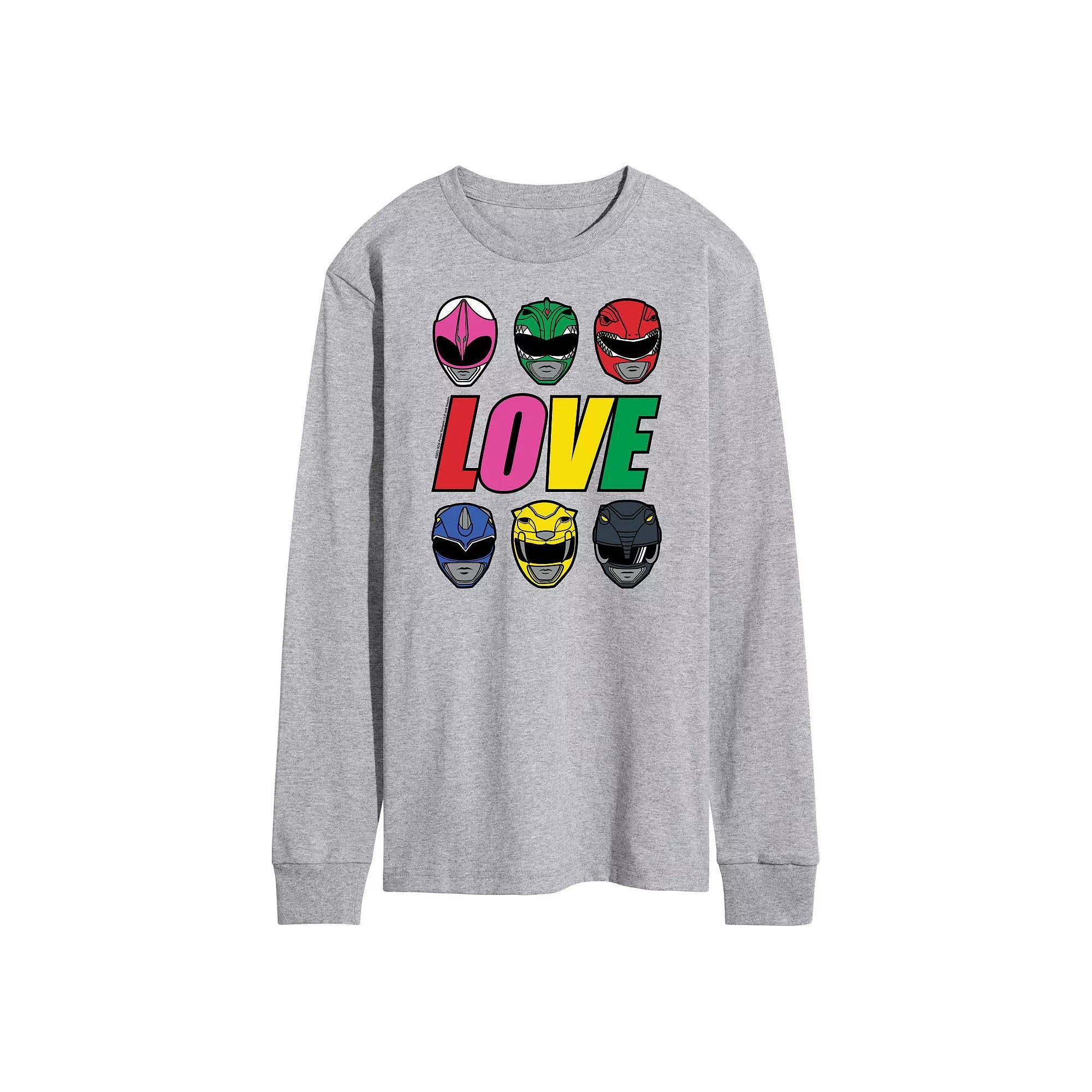 Mens Power Rangers Love Rainbow Long Sleeve Graphic Tee Product Image