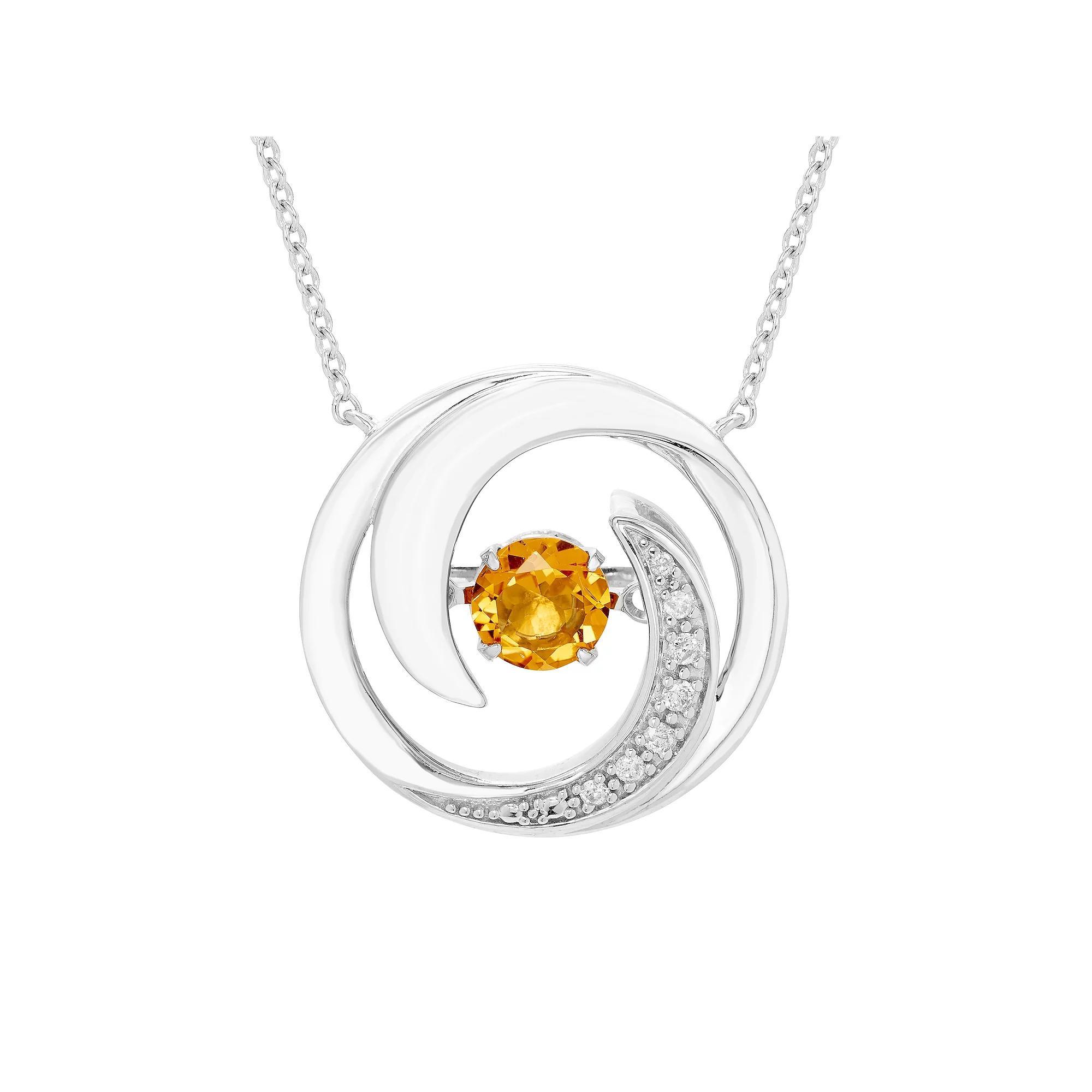 Boston Bay Diamonds Brilliance in Motion Sterling Silver Citrine & Diamond Accent Swirl Necklace, Women's, Size: 18-20" ADJ Product Image