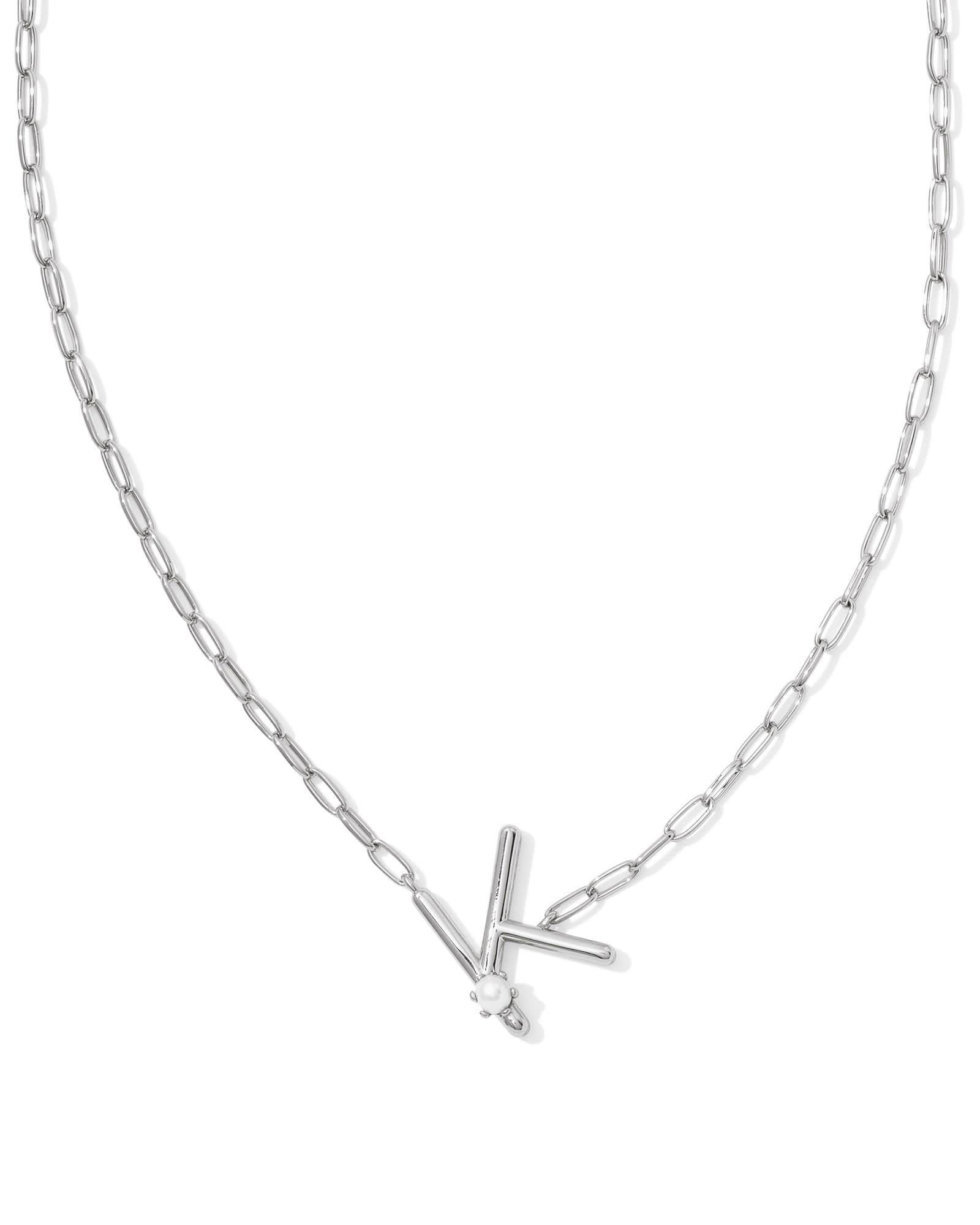 Pearl Silver Letter X Short Pendant Necklace in Freshwater Cultured Pearl Product Image