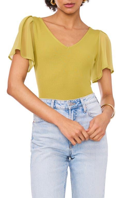1.state Womens Flutter Short Sleeve V-Neck Knit Top Product Image