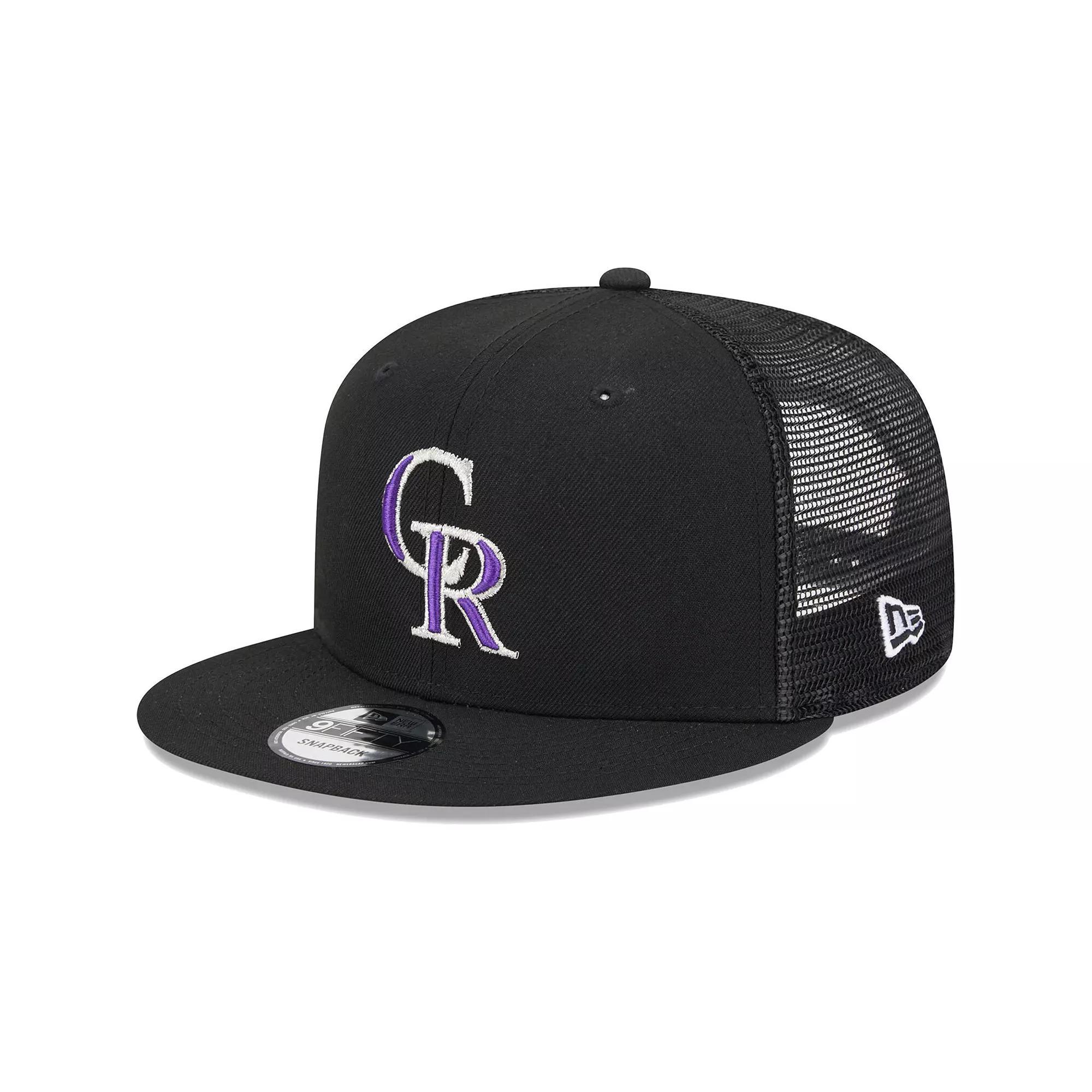 Men's New Era Black Colorado Rockies Team Color Trucker 9FIFTY Snapback Hat Product Image