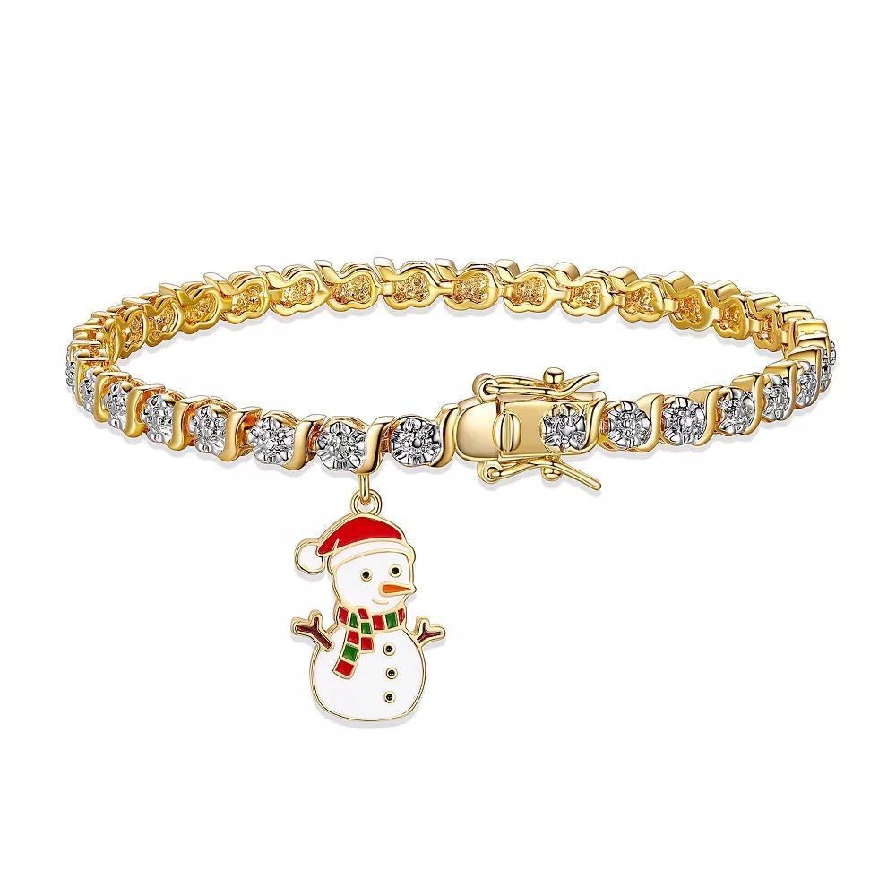 Sarafina Diamond Accent Snowman Charm Bracelet, Women's, Size: 7.25", Gold Tone Product Image