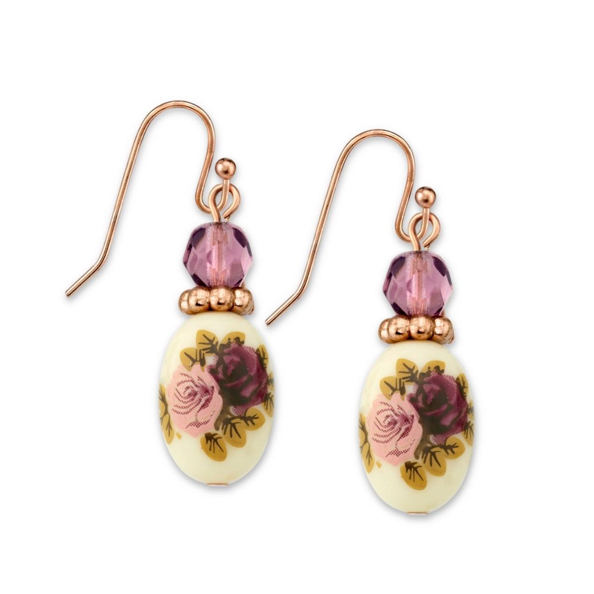 1928 Floral Drop Earrings, Womens, Amythest Product Image