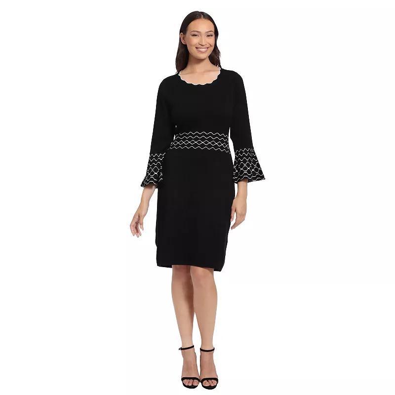 Women's London Times Solid Bell Sleeve Sweaterdress, Size: Small, Blue Product Image