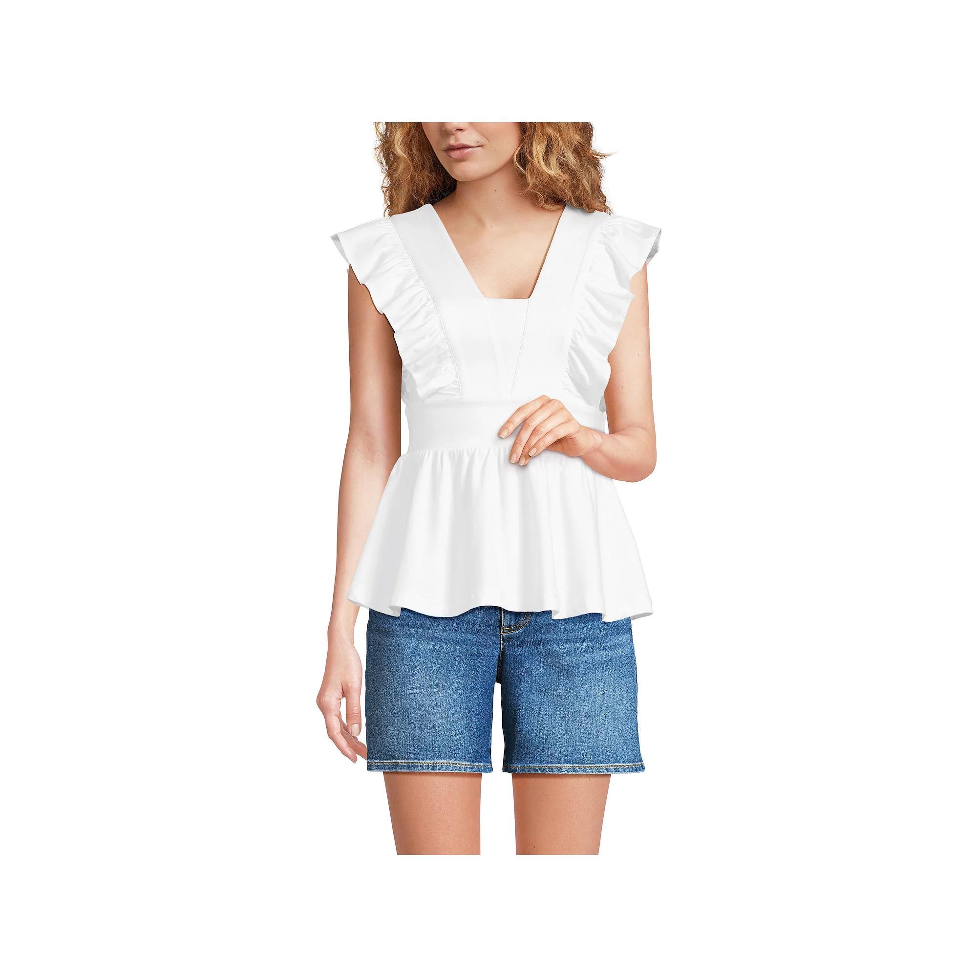Women's Lands' End Lightweight Jersey Ruffle Peplum Top, Size: XS, Deep  Mosaic Tile Product Image