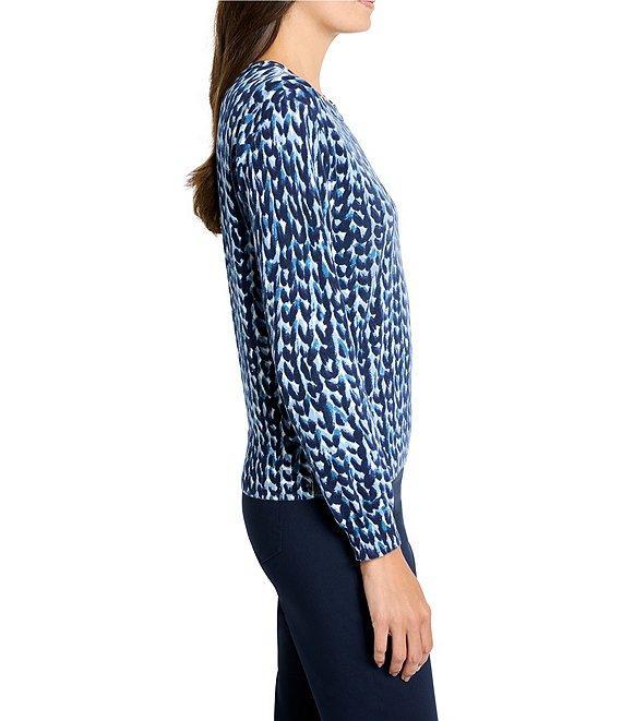 NIC + ZOE Knitch Stitch Printed Round Neck Long Sleeve Sweater Product Image