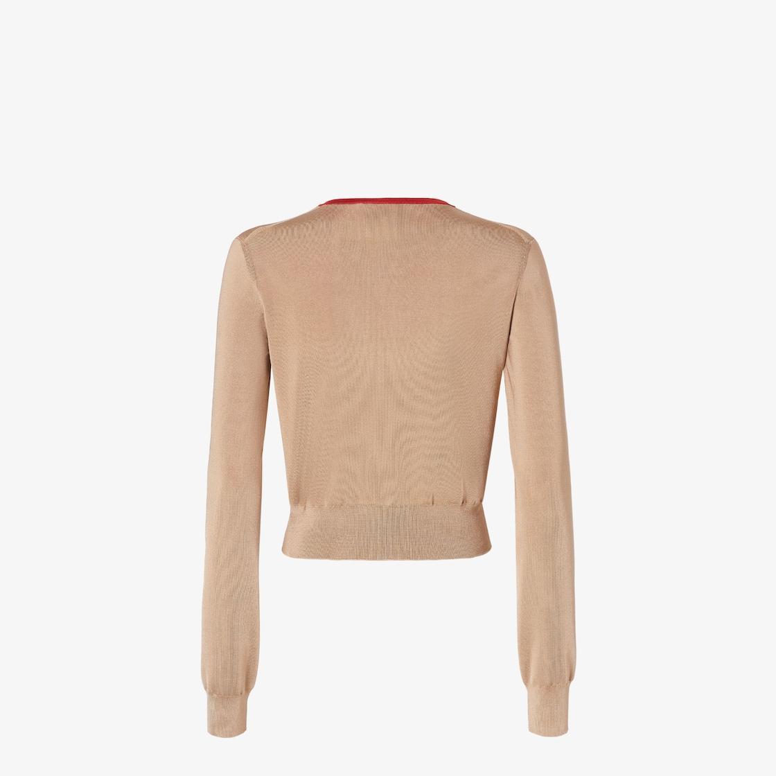 CardiganBeige viscose cardigan with corals Product Image