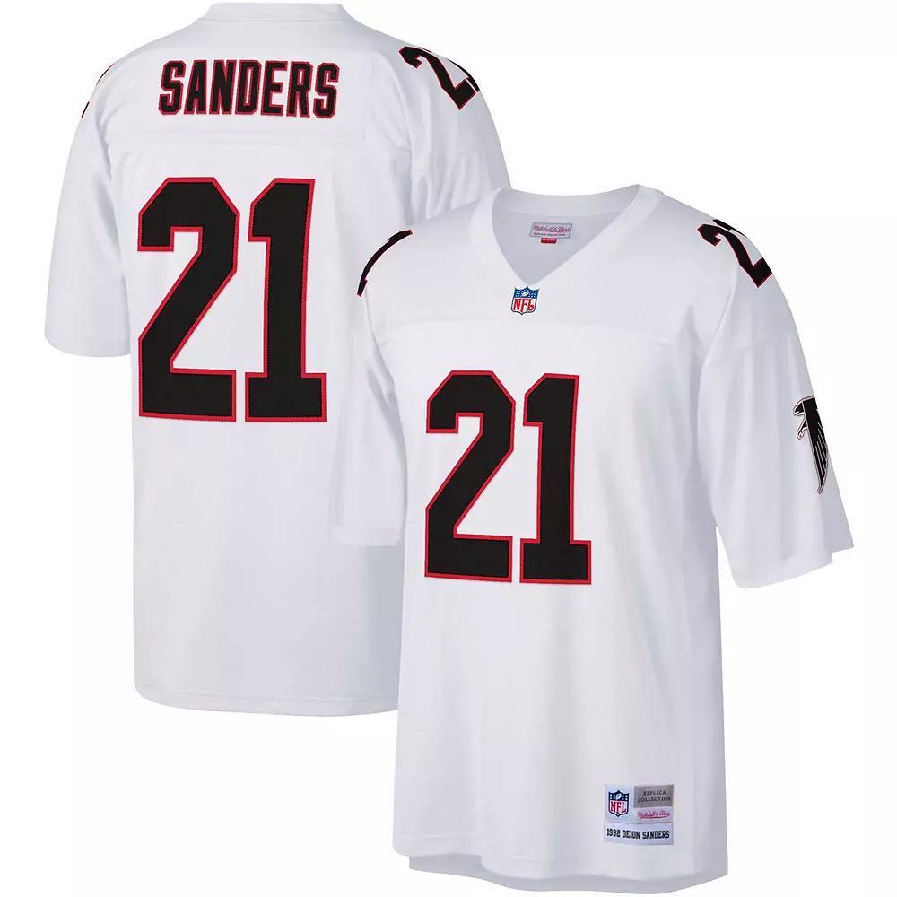 Men's Mitchell & Ness Deion Sanders White Atlanta Falcons Big & Tall 1992 Retired Player Replica Jersey, Size: 4XB Product Image