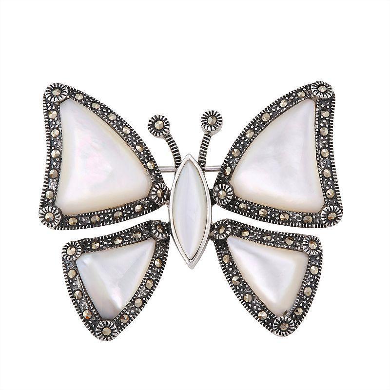 Sterling Silver Marcasite Butterfly Pin, Women's Product Image