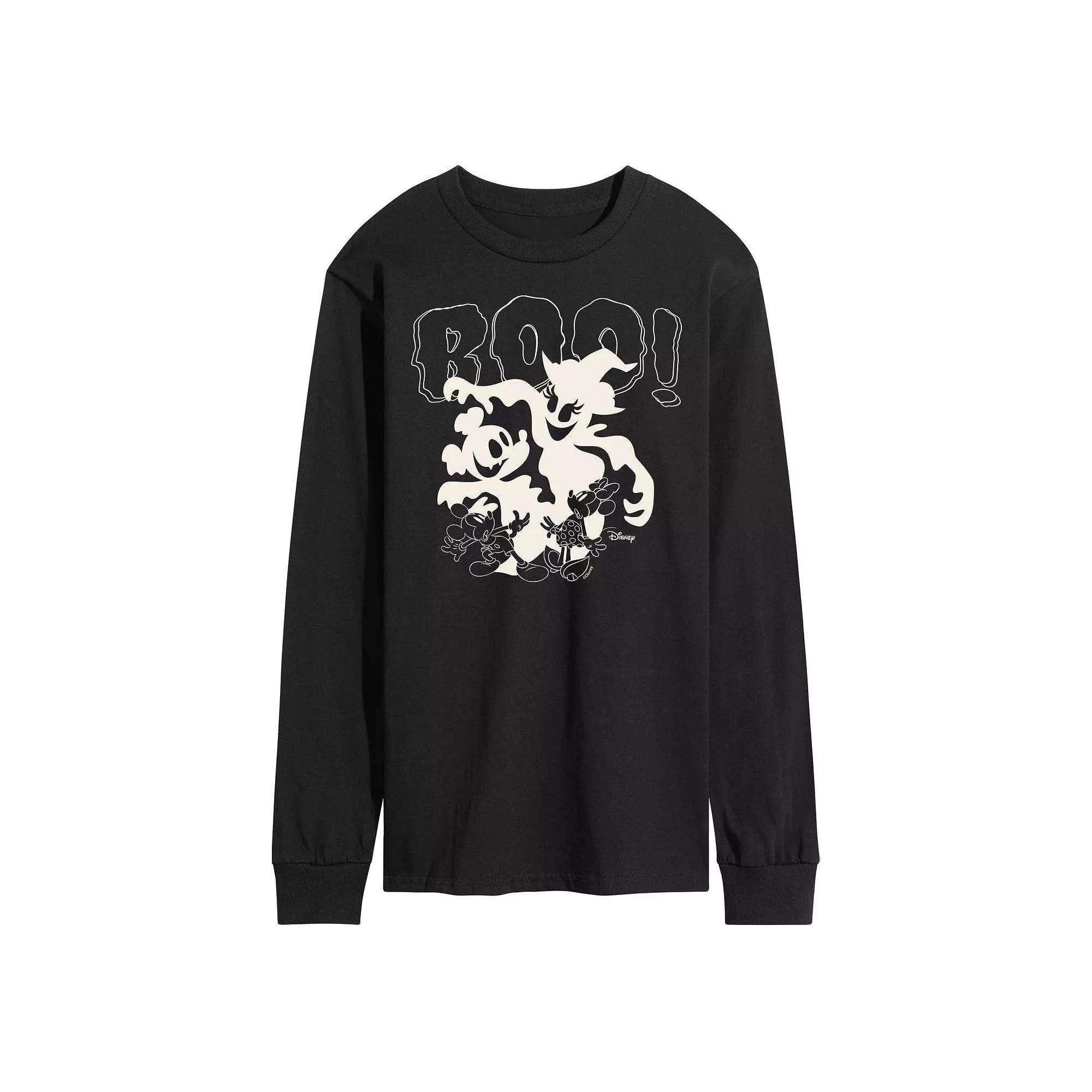Disneys Mickey & Minnie Mouse Mens Boo Long Sleeve Graphic Tee Product Image