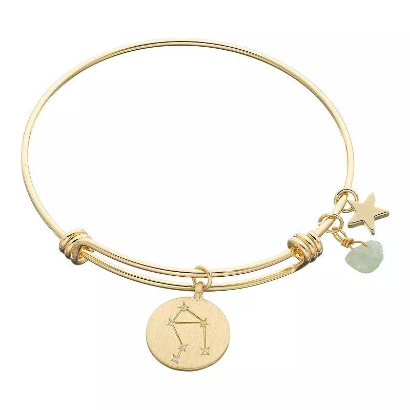 City Luxe Horoscope Cubic Zirconia Disk Bangle Bracelet with Genuine Stone & Star Charm, Women's, Gold Tone Cancer Product Image