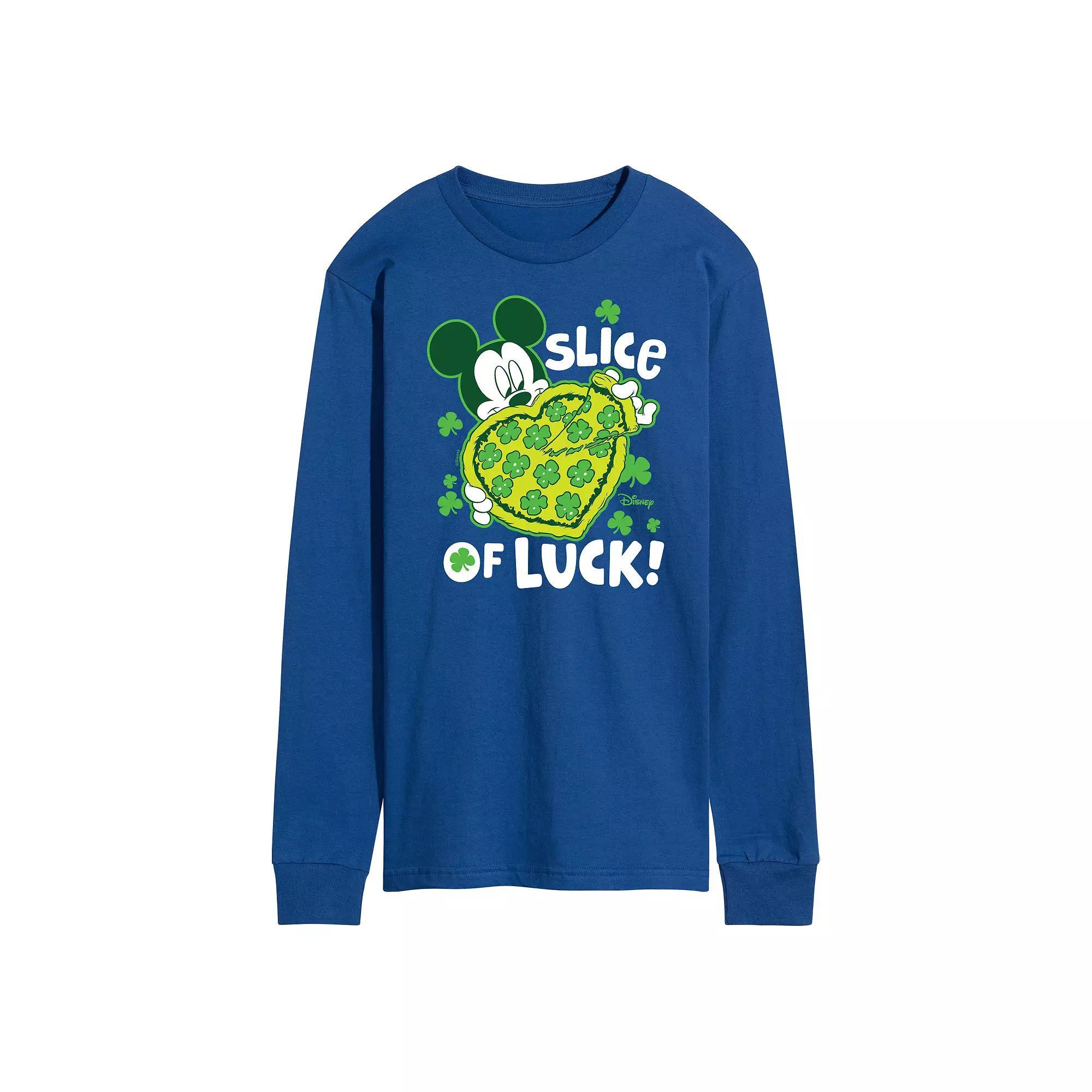 Disneys Mickey Mouse Mens Slice Of Luck Long Sleeve Graphic Tee Product Image