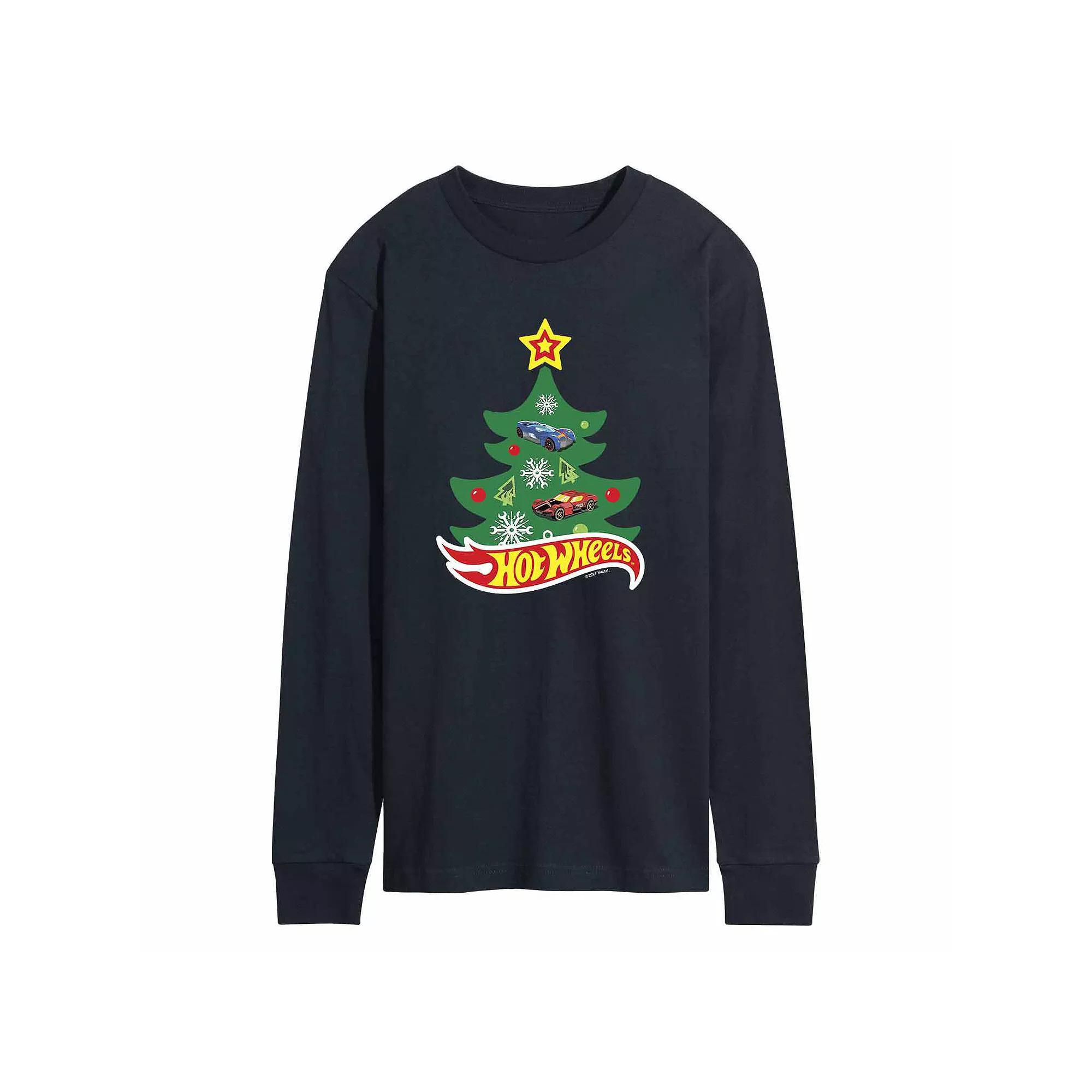 Mens Hot Wheels Christmas Tree Tee Blue Product Image