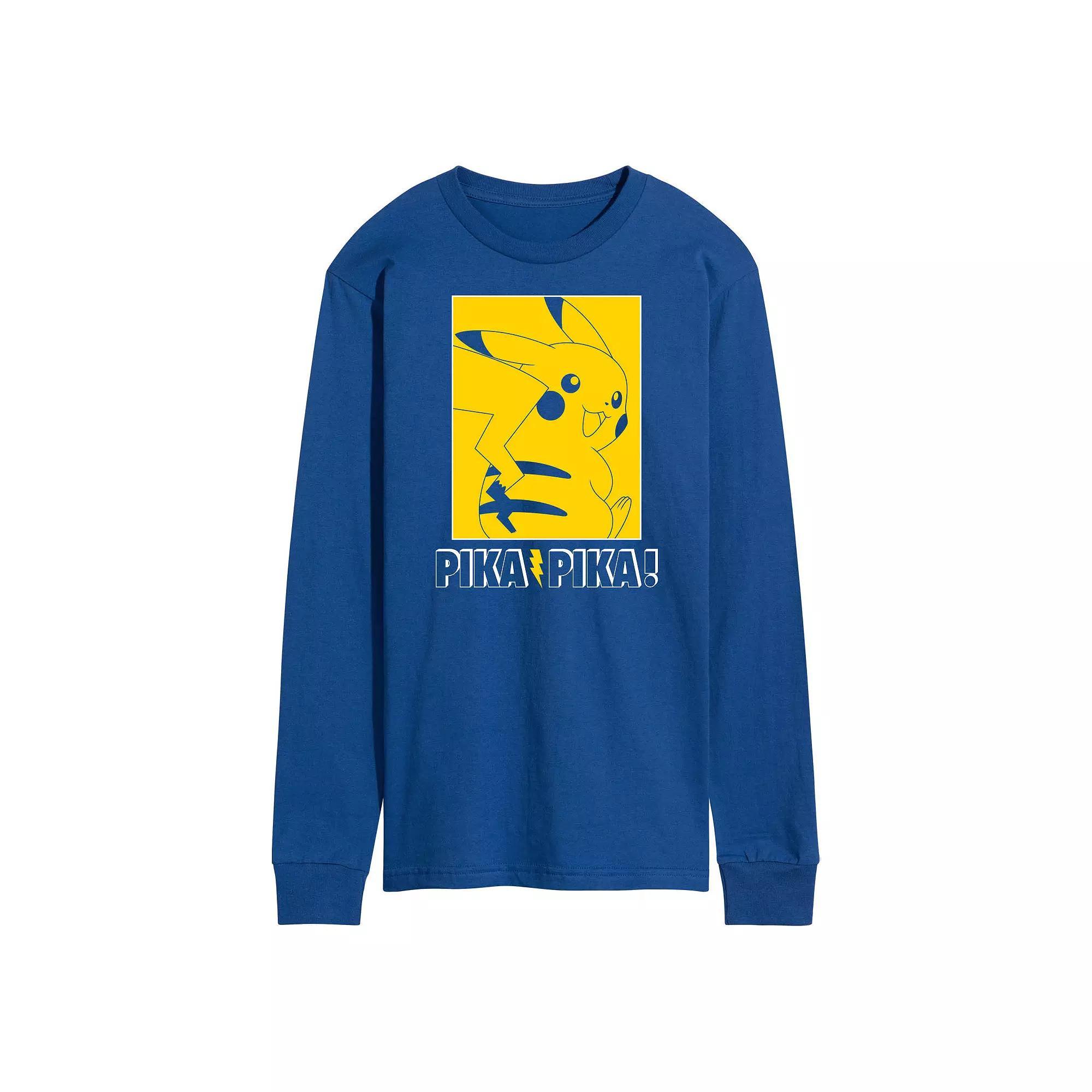 Mens Pokemon Pika Outline Long Sleeve Graphic Tee Product Image