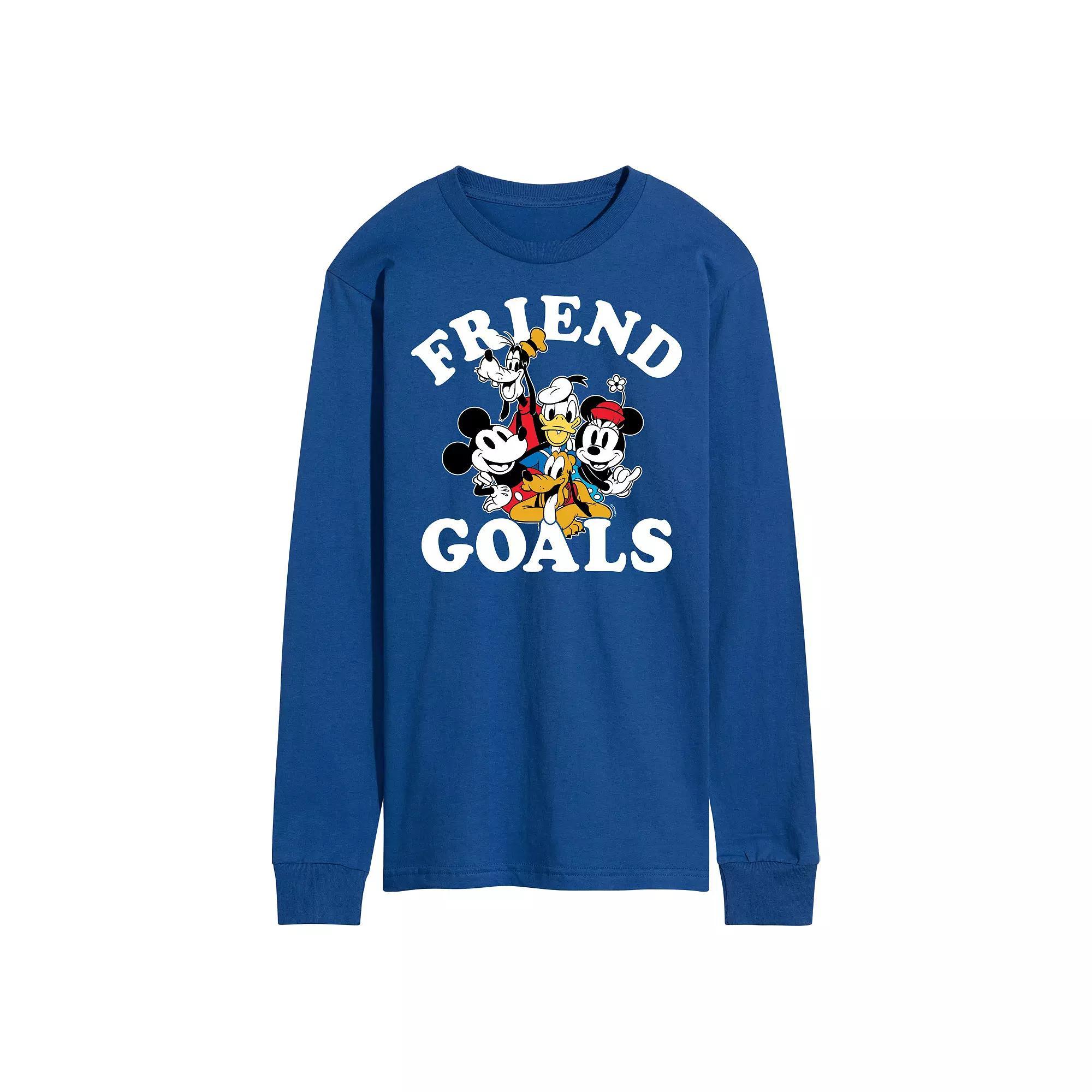 Disneys Mickey Mouse & Friends Mens Friend Goals Long Sleeve Graphic Tee Product Image