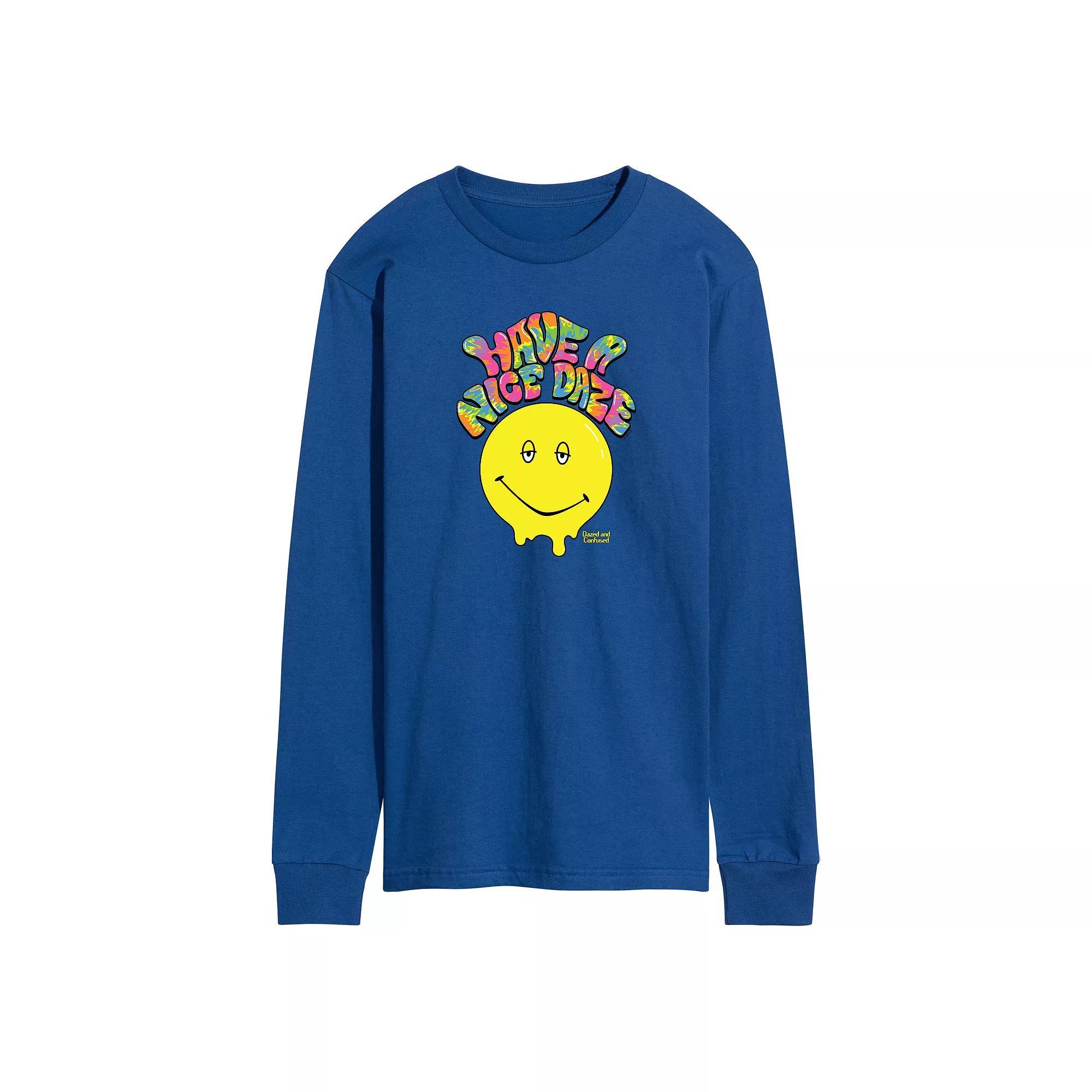 Mens Dazed and Confused Have a Nice Daze Smiley Long Sleeve Graphic Tee Athletic Grey Product Image
