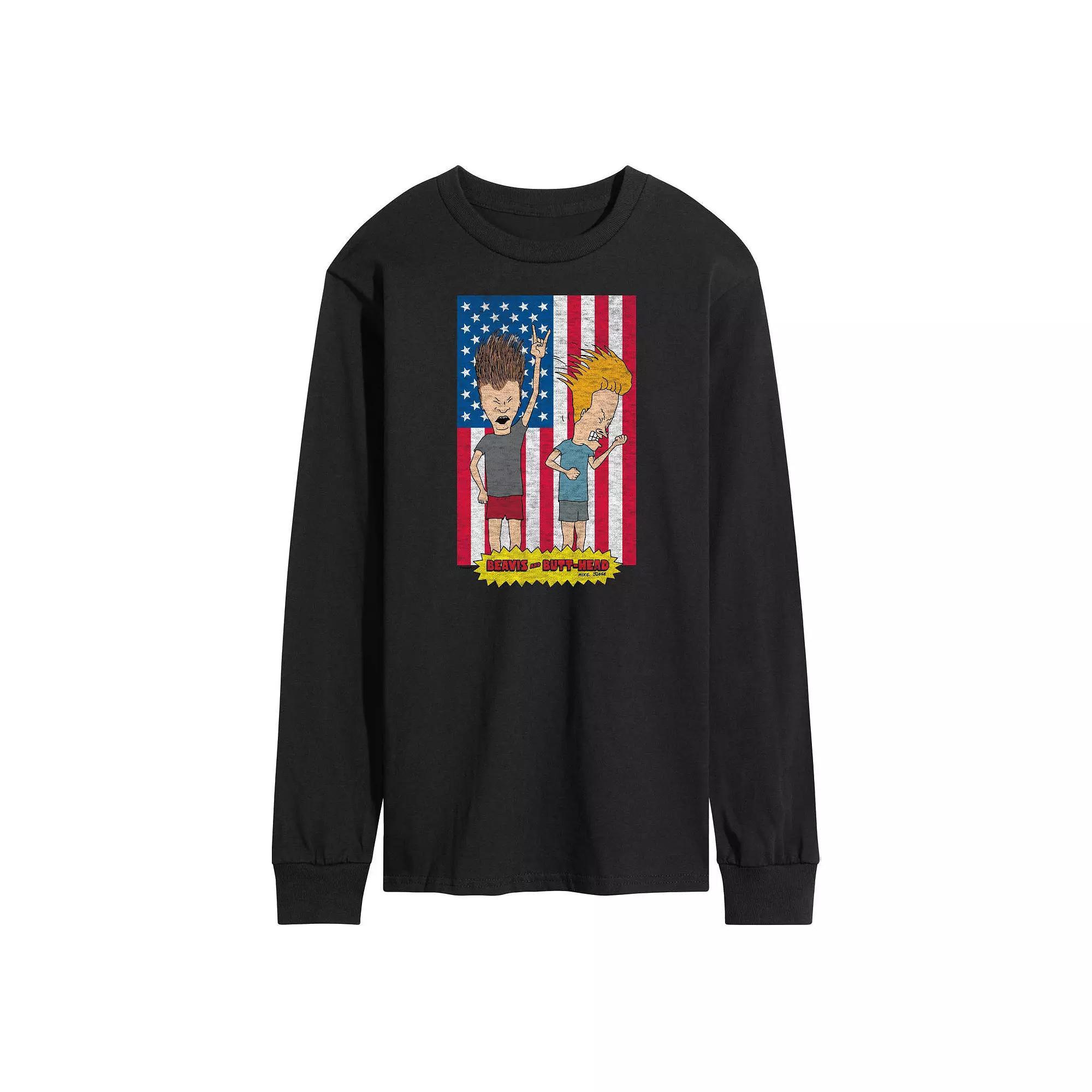 Mens Beavis And Butthead Americana Long Sleeve Tee Product Image