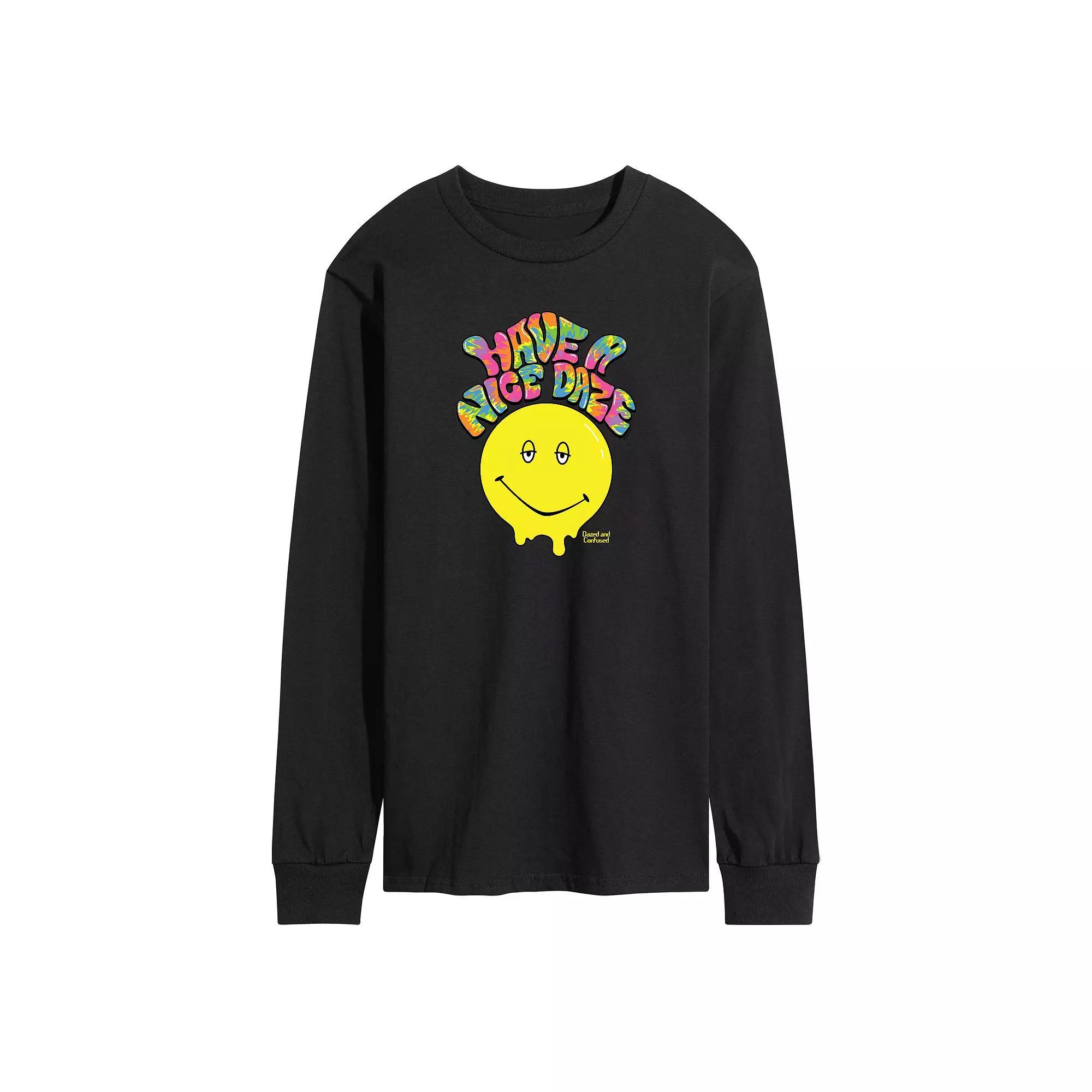 Mens Dazed and Confused Have a Nice Daze Smiley Long Sleeve Graphic Tee Athletic Grey Product Image