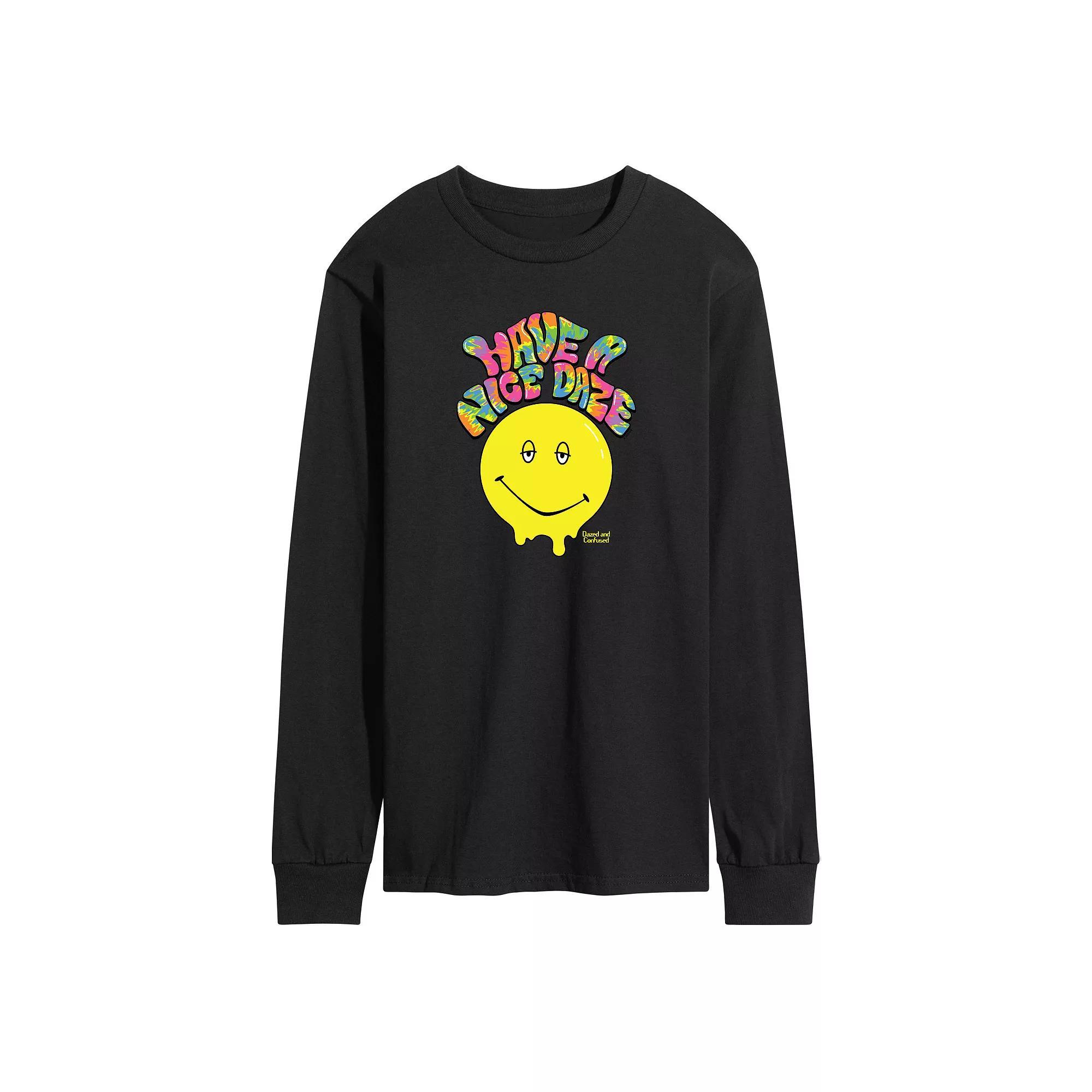 Mens Dazed and Confused Have a Nice Daze Smiley Long Sleeve Graphic Tee Athletic Grey Product Image