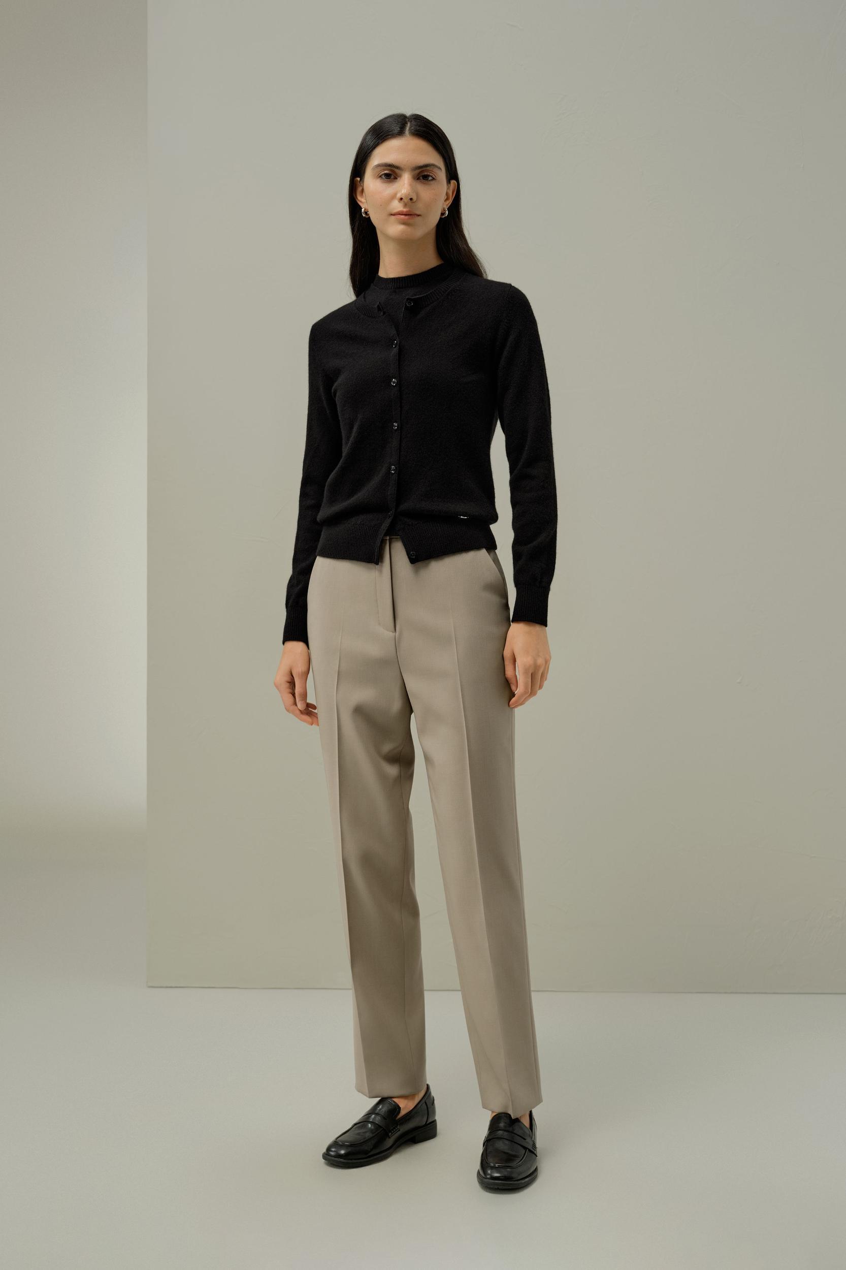Cashmere Fitted Crew Neck Cardigan Product Image