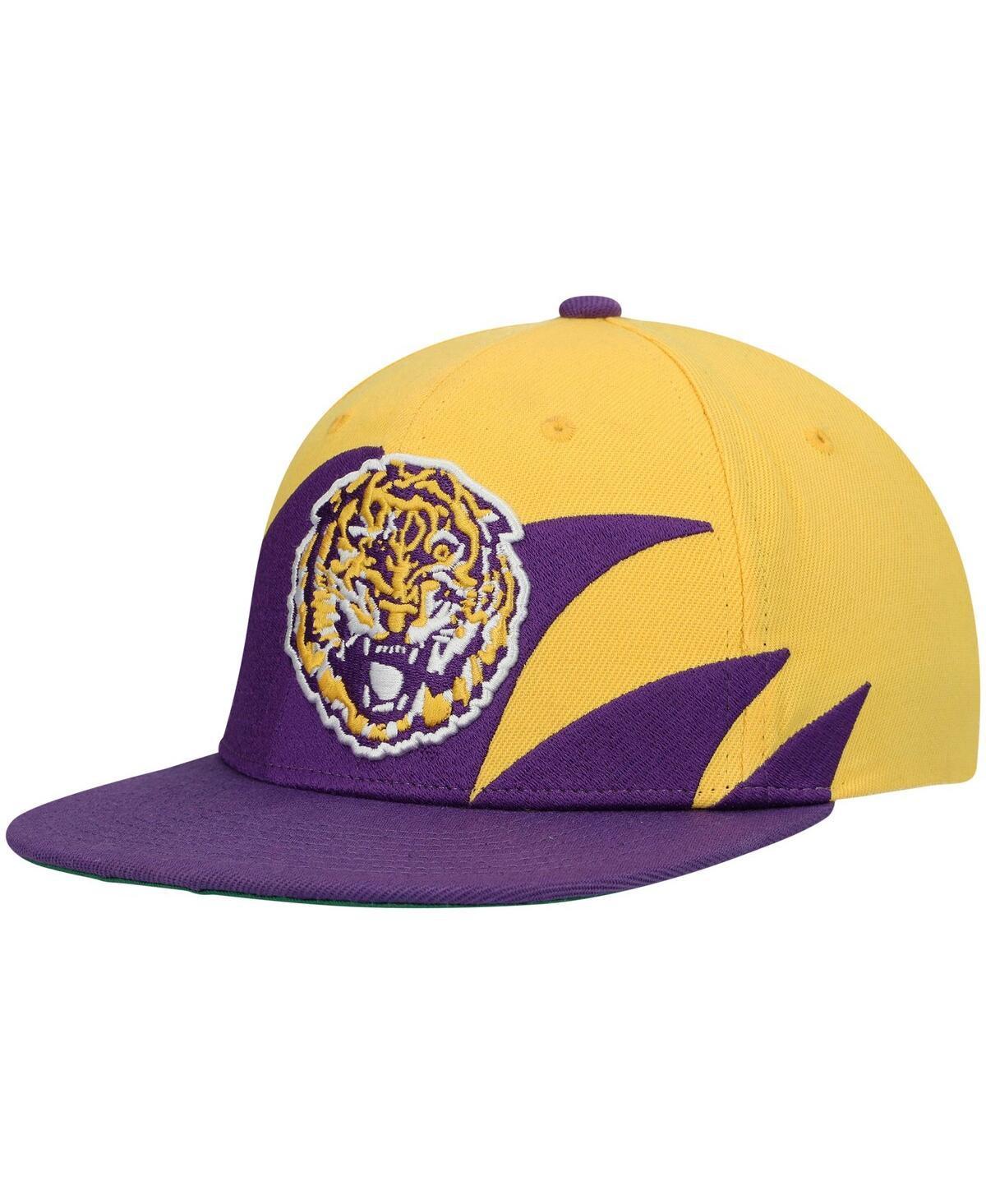 Mens Mitchell & Ness /Gold LSU Tigers Sharktooth Snapback Hat Product Image