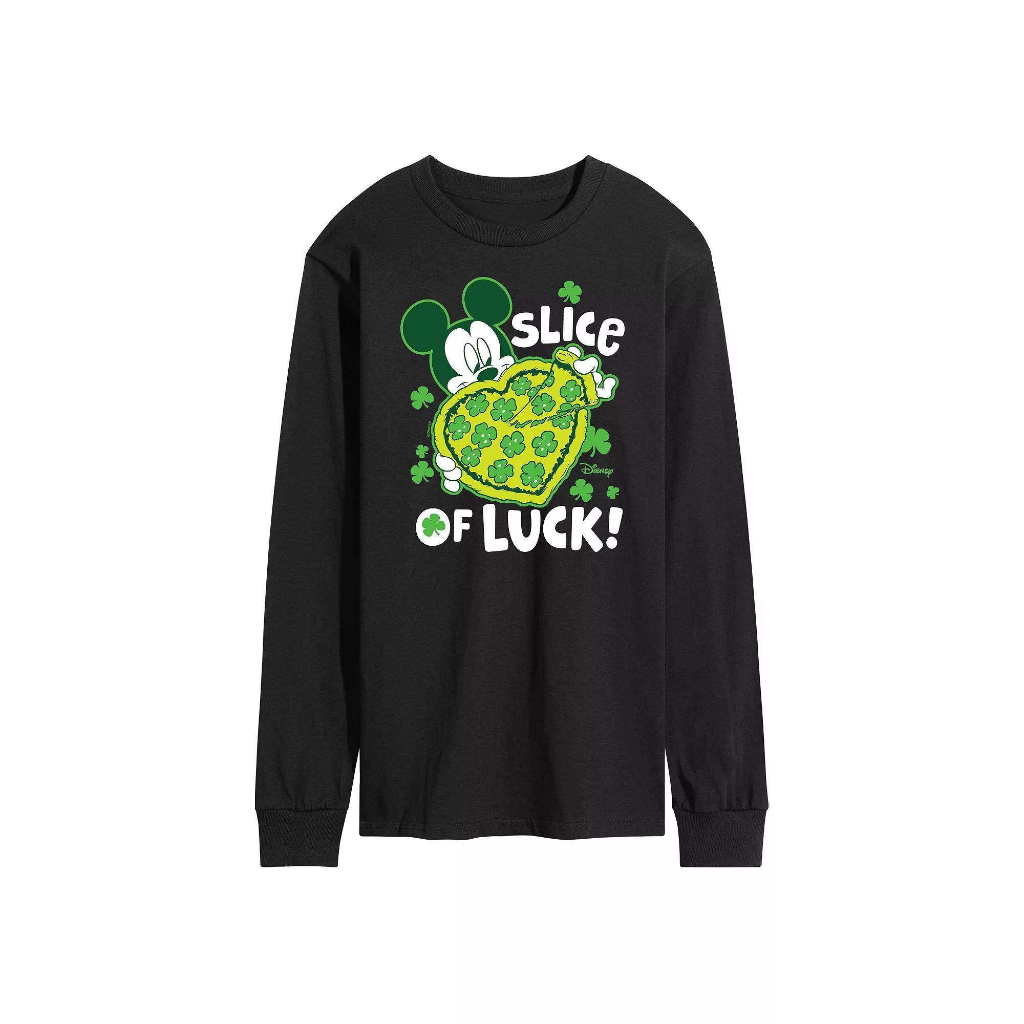 Disneys Mickey Mouse Mens Slice Of Luck Long Sleeve Graphic Tee Product Image