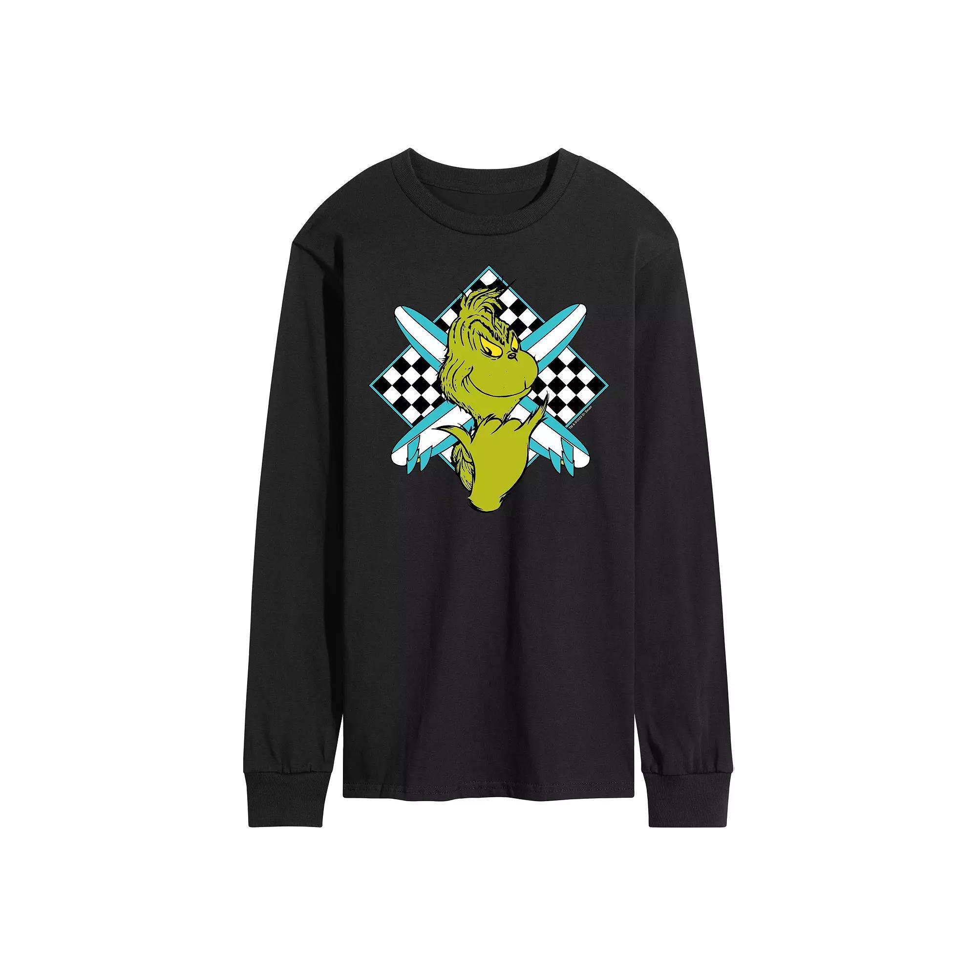 Mens Dr. Seuss The Grinch Crossed Surfboards Long Sleeve Graphic Tee Product Image