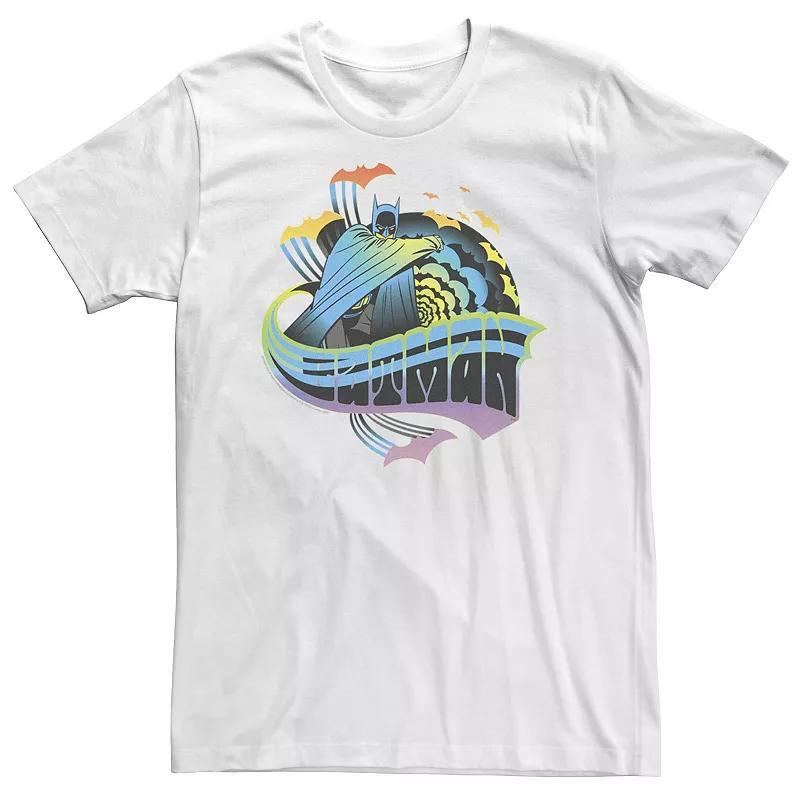 Big & Tall DC Comics Pride Batman Retro Rainbow Tee, Men's, Size: 4XL Tall, White Product Image