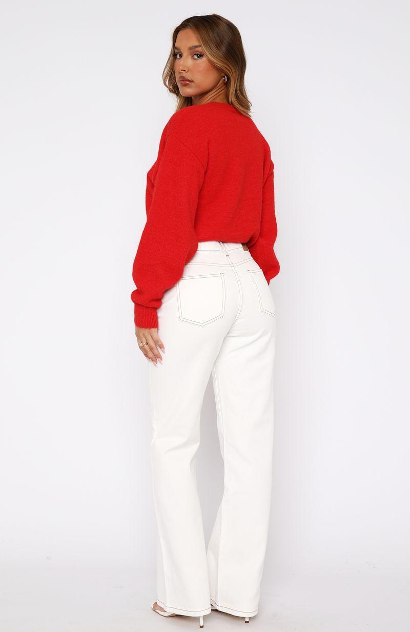 Desire Mid Rise Straight Leg Jeans Off White Product Image