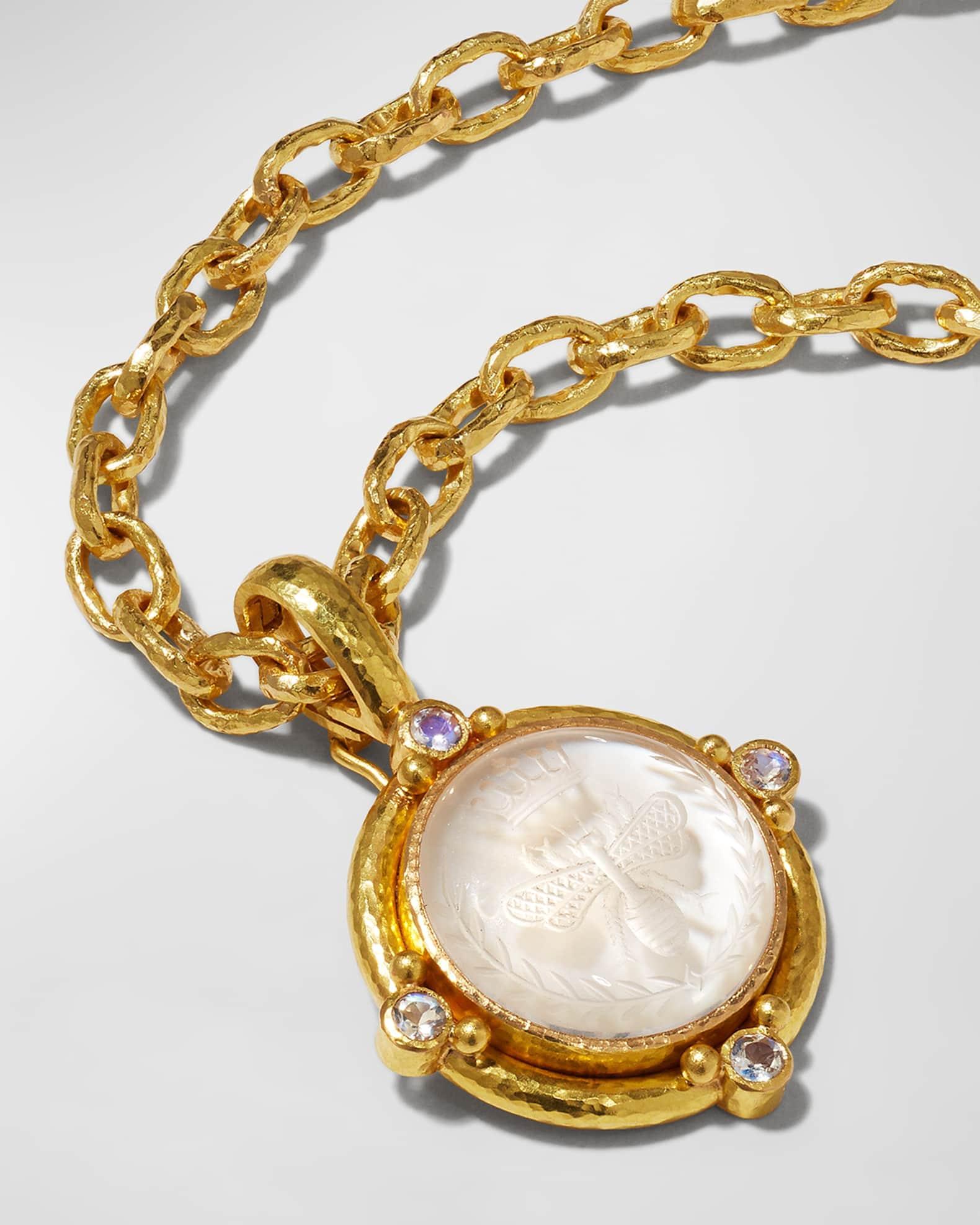 19K Rock Crystal Queen Bee Intaglio Pendant Product Image