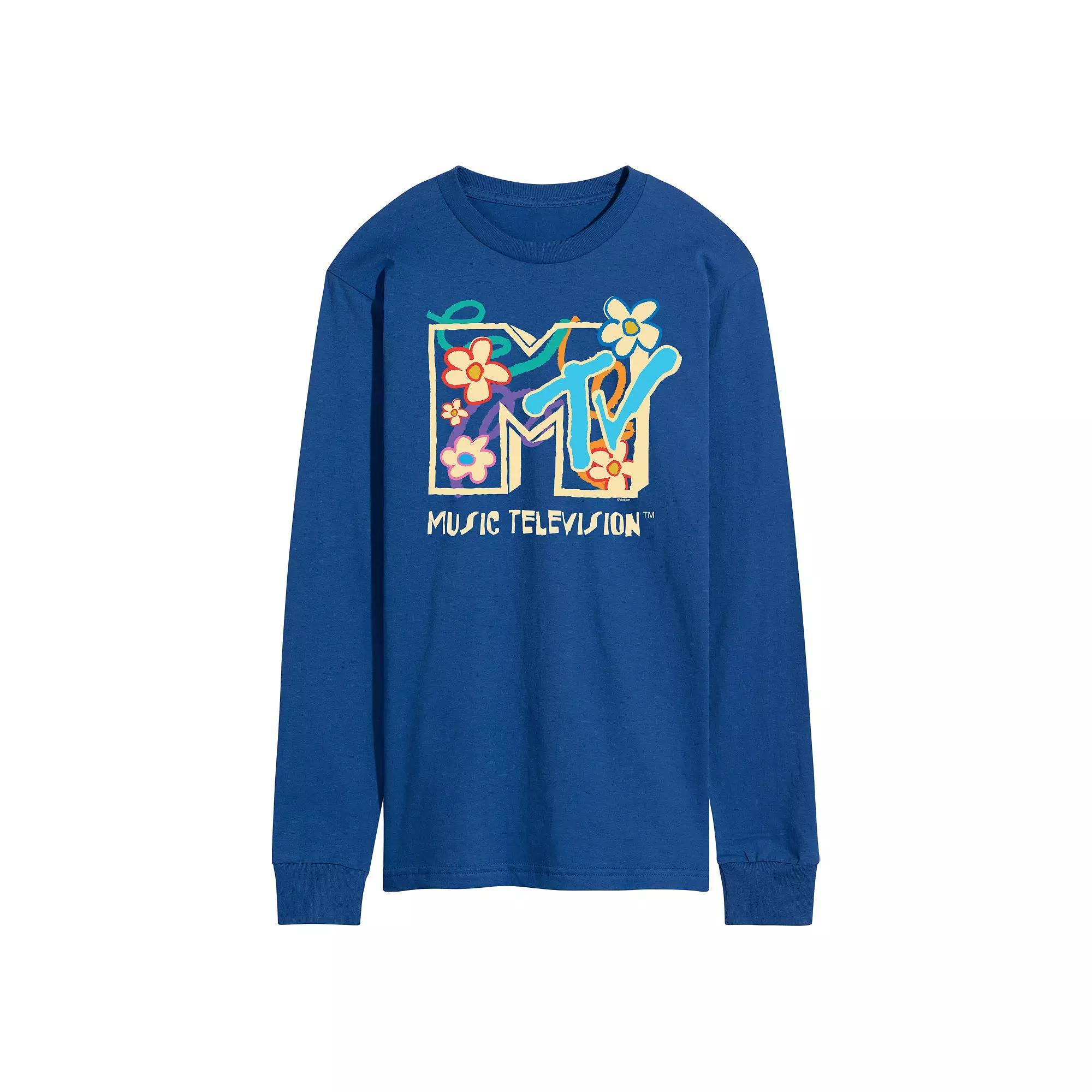 Mens MTV Floral Logo Long Sleeve Graphic Tee Product Image