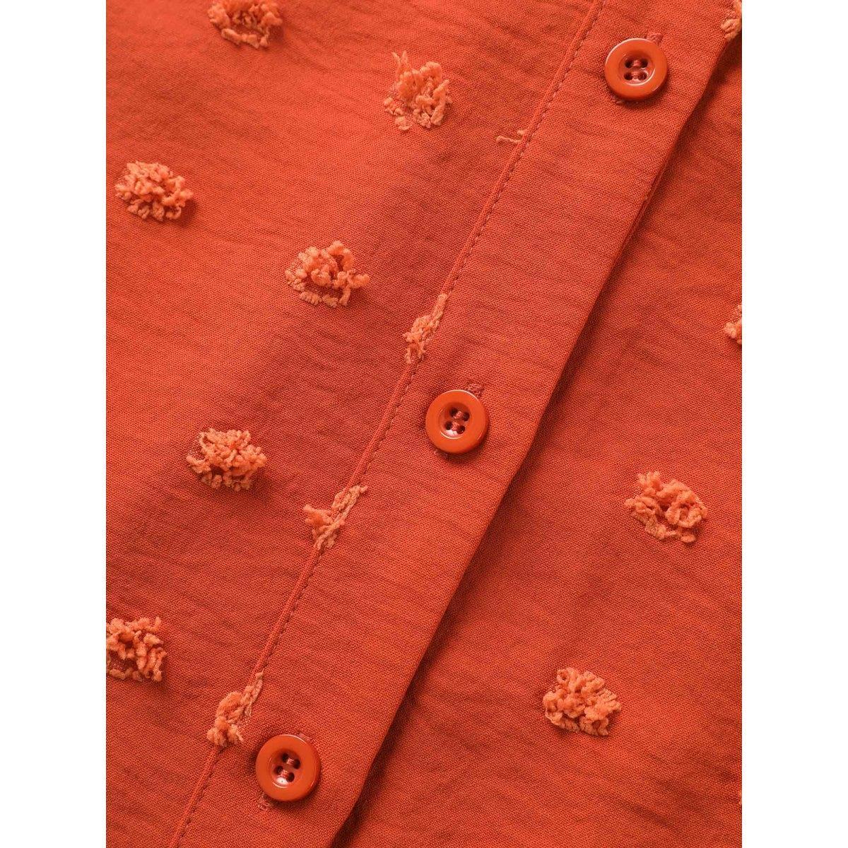Plus Size Brightorange Jacquard Patch Pocket Dolman Sleeve Blouse Women Casual Short sleeve Shirt collar Everyday Blouses BloomChic 12/L Product Image