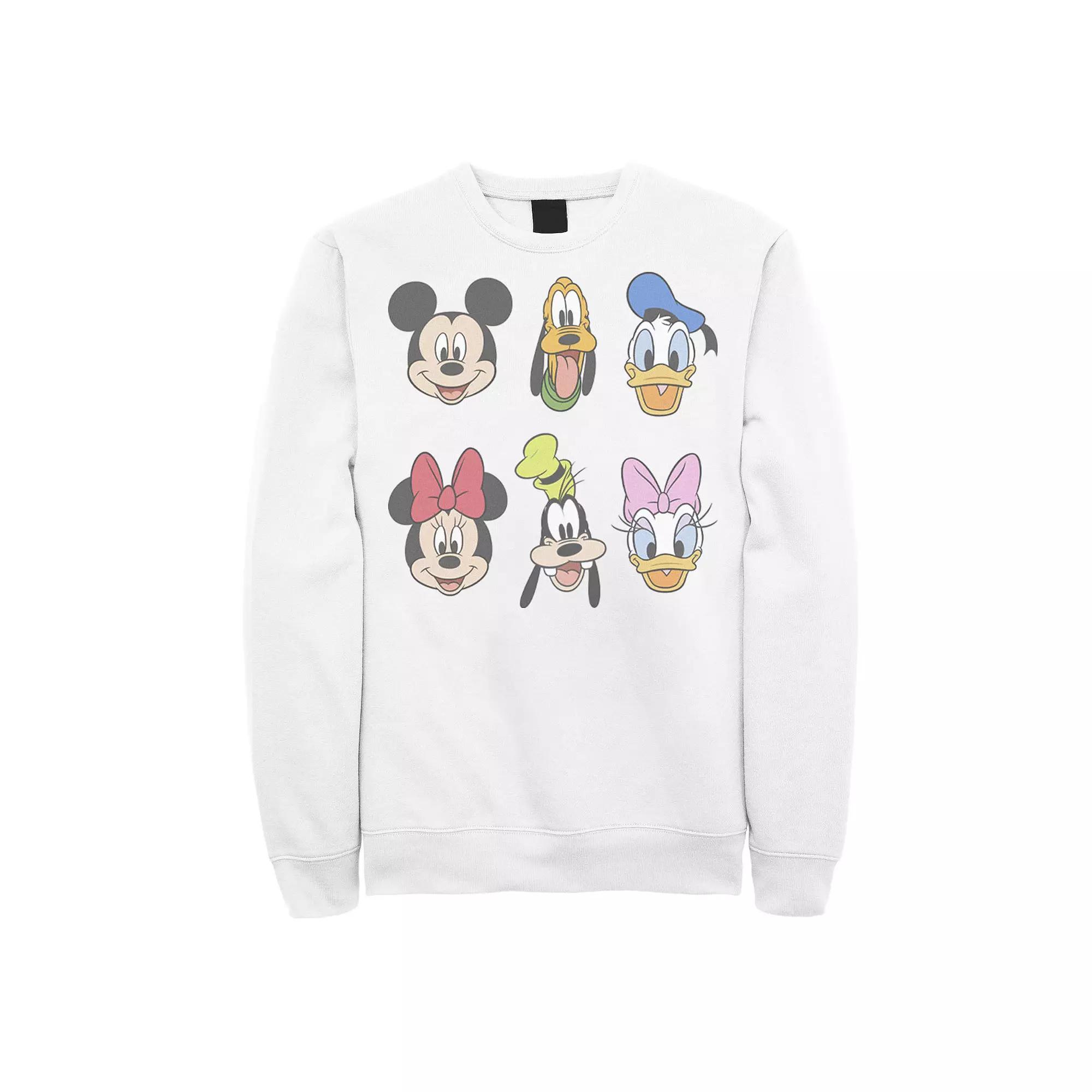 Disney's Mickey & Friends Men's Group Shot Heads Sweatshirt, Size: Medium, White Product Image