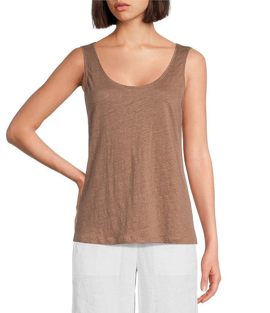 Eileen Fisher Organic Linen Jersey Scoop Neck Sleeveless Tank Product Image
