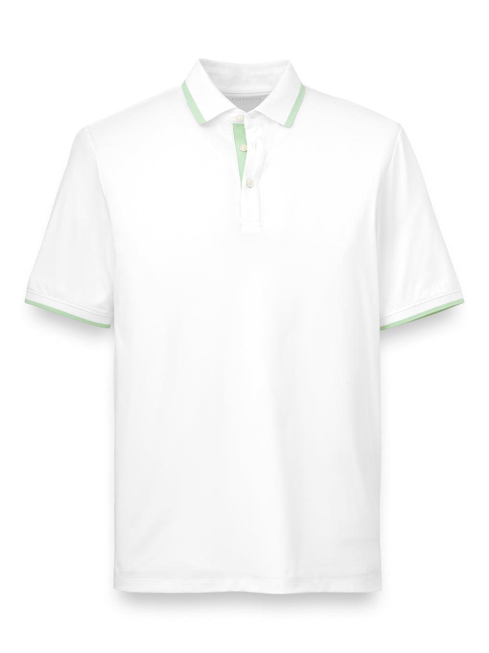 Performance Blend Three Button Polo - White/green Product Image
