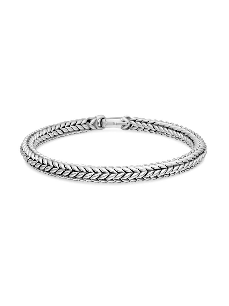 Mens Chevron Bead Bracelet in Sterling Silver, 6mm Product Image