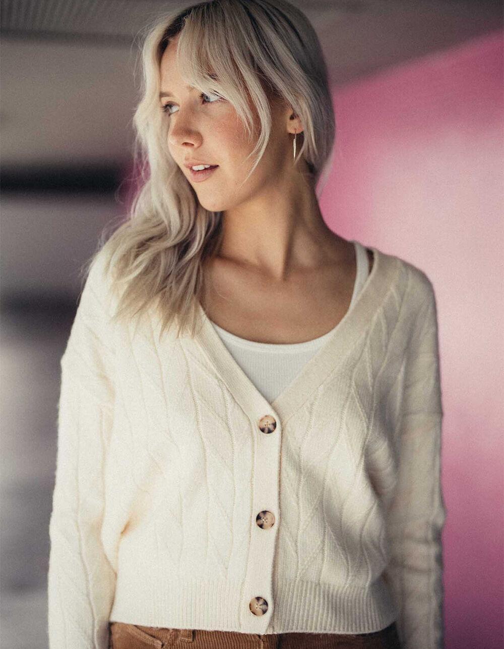 VOLCOM Stone Trip Womens V-Neck Sweater - CREAM Product Image