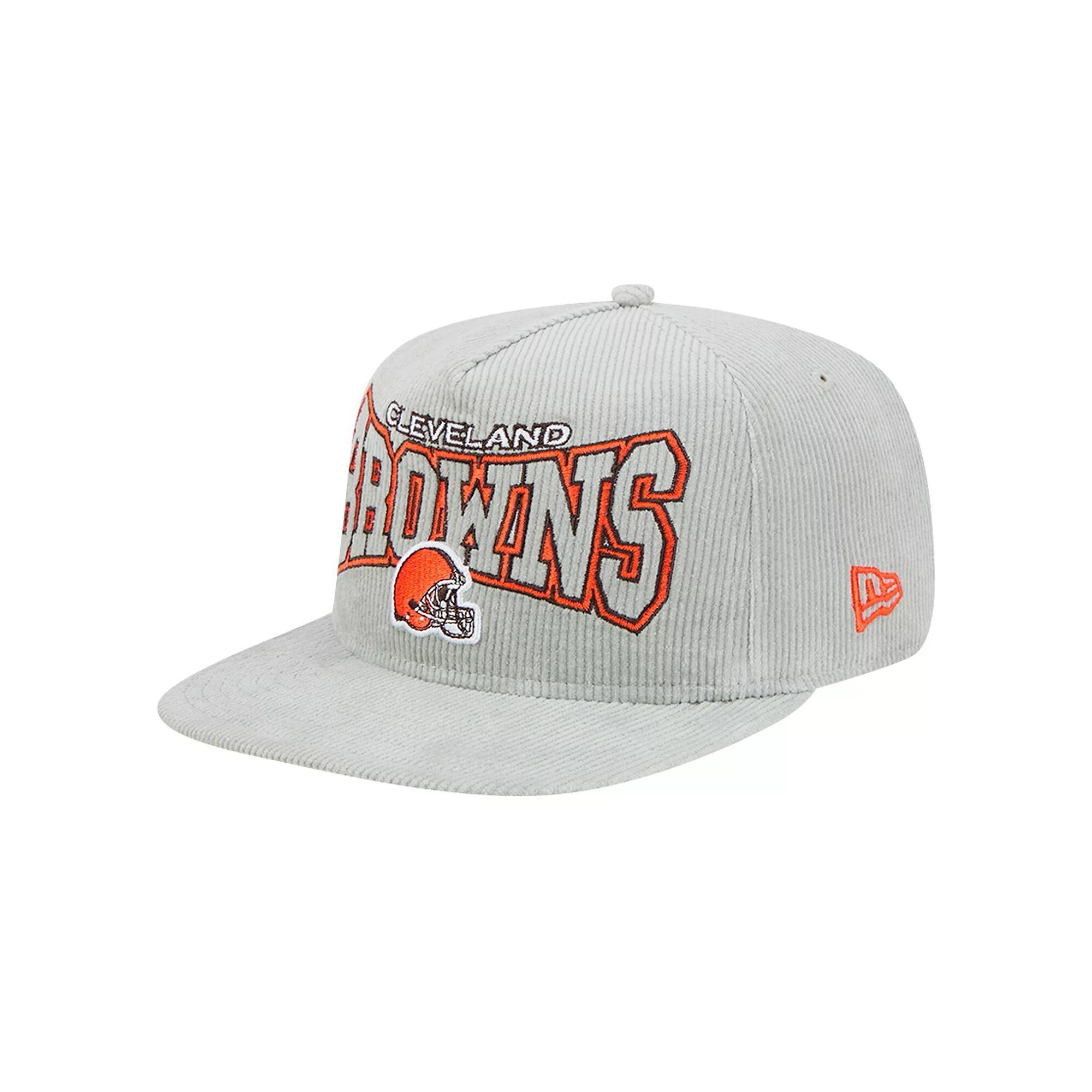 Men's New Era  Gray Cleveland Browns Corduroy��Golfer Adjustable Hat, Grey Product Image