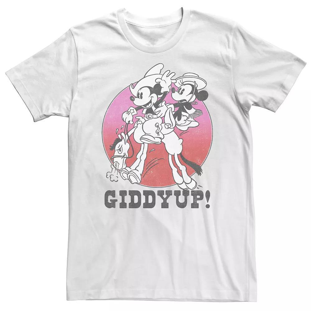 Big & Tall Disney Mickey And Minnie Giddyup Circle Portrait Tee, Men's, Size: 3XL, White Product Image